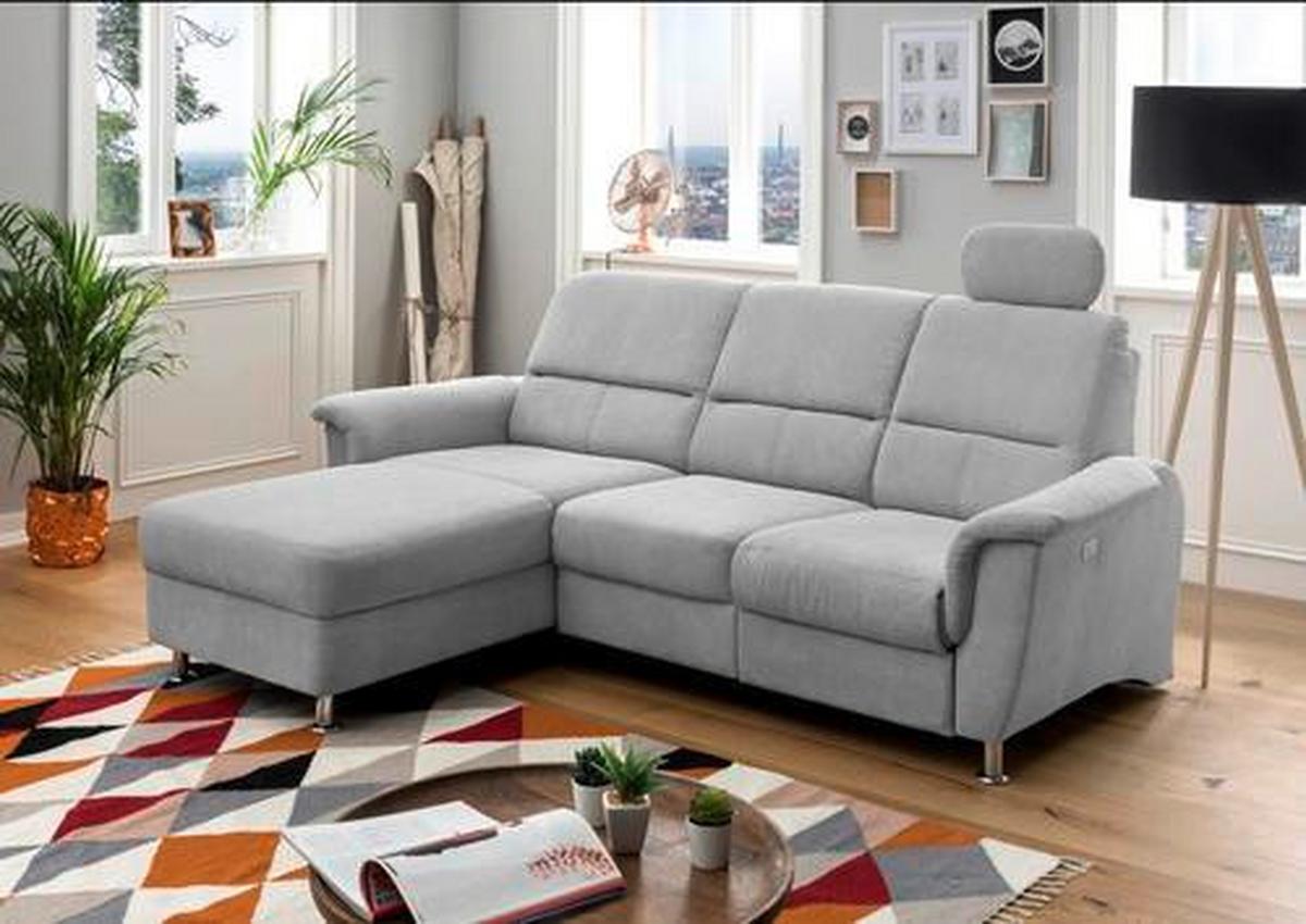 Ecksofa mit Relaxfunktion + USB Anschluss Parole, Mikrof. - Chromfarben/Silberfarben, MODERN, Textil (165/231cm) - Livetastic