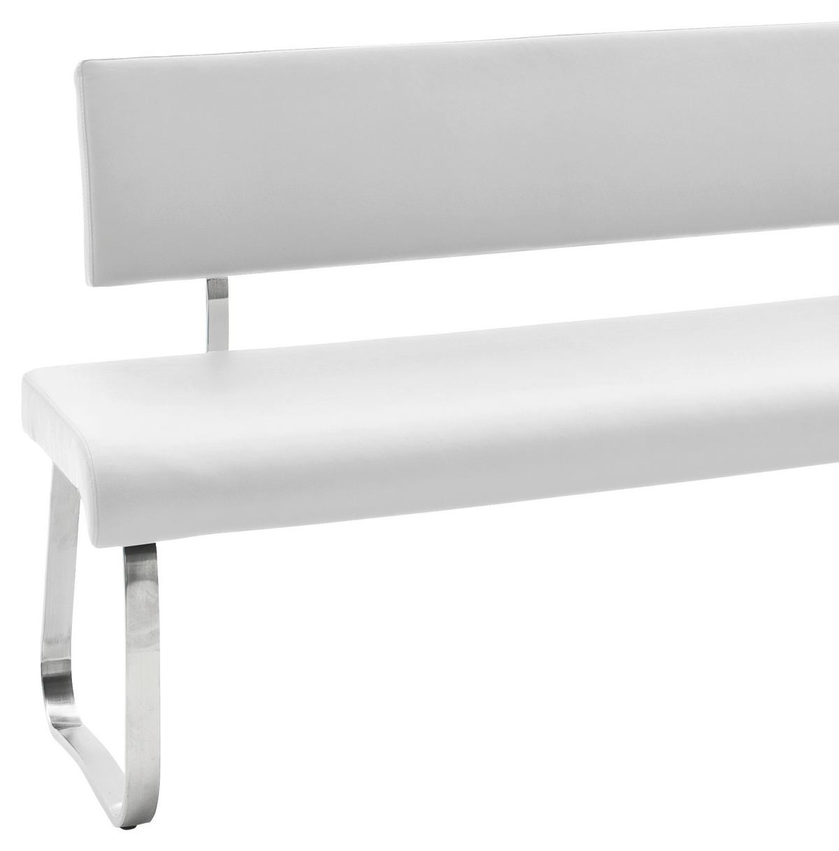 Eckbank Weiß Lederlook Arco 200x150 Cm - Edelstahlfarben/Weiß, Design, Textil/Metall (200/150cm) - Livetastic