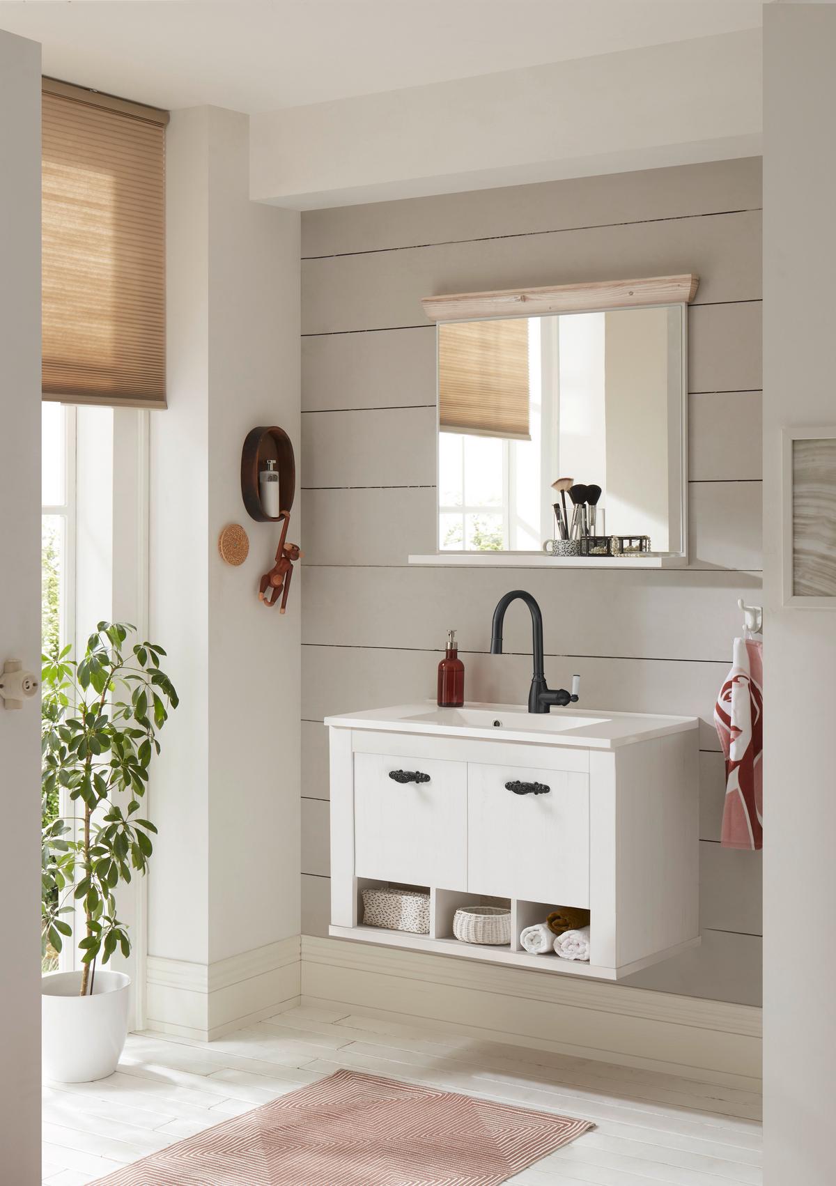 Badezimmer Florenz Pinienfarben B: 81cm - Weiß/Pinienfarben, Design, Naturmaterialien/Holzwerkstoff (81/200/46cm) - MID.YOU