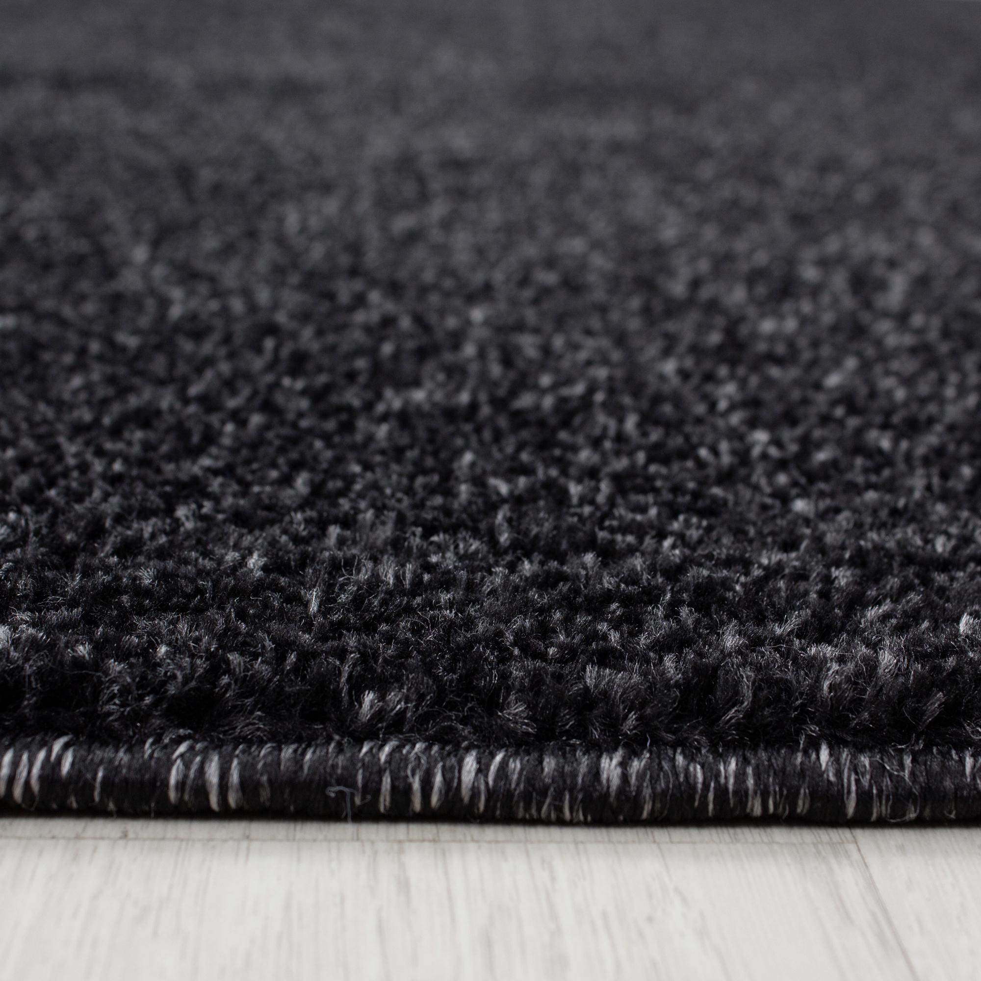 Hochflor Teppich Anthrazit Ata Rund Ø 160 cm - Anthrazit, Design, Textil (160cm) - Novel