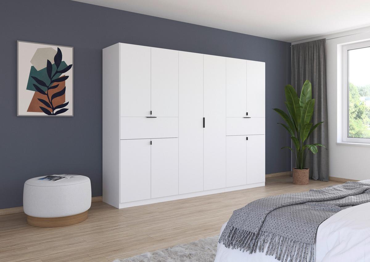 Drehtürenschrank Ticao Weiß B: 271 cm - Weiß, MODERN, Holzwerkstoff (271/210/54cm) - Rauch Möbel