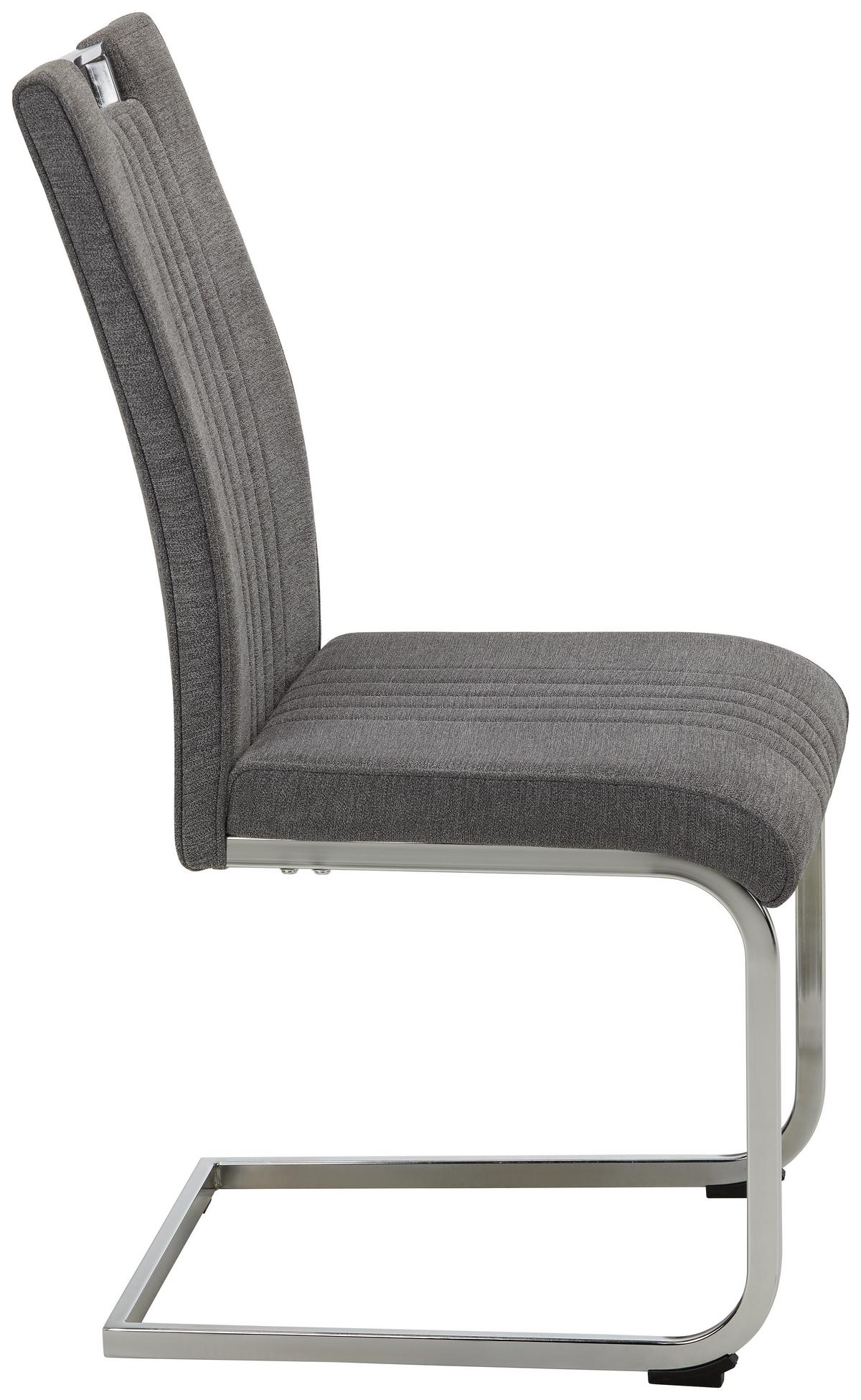 Stolička Katja Sivá - sivá/chrómová, Moderný, kov/textil (42/98/56cm) - Modern Living