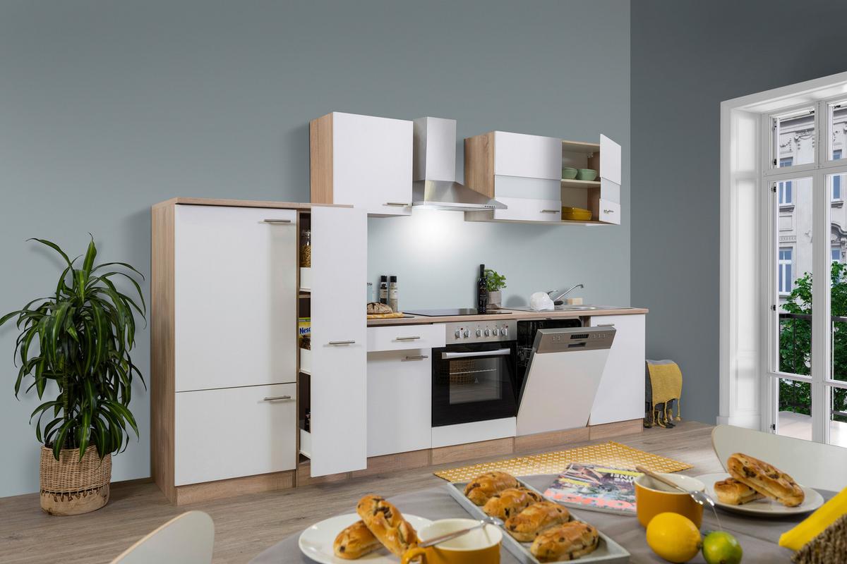 Küchenzeile Ohne Geräte B: 310 Cm Weiß/eiche Dekor, Modern - Eichefarben/Weiß, Basics, Holzwerkstoff (310/200/60cm) - Respekta