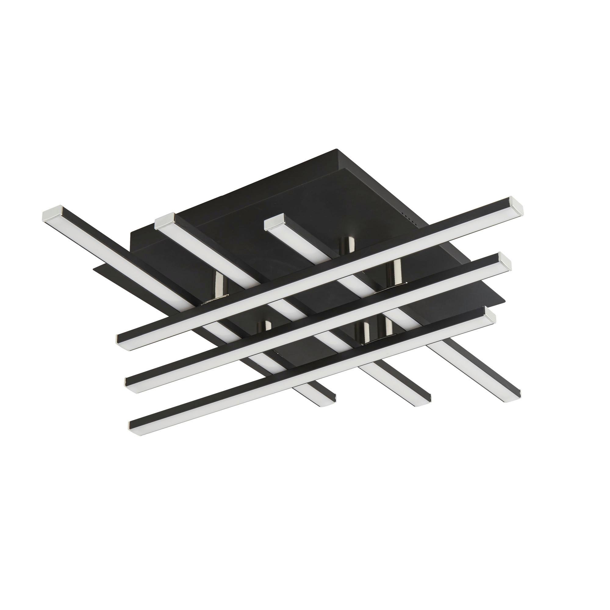 Led-deckenleuchte 696-6bk - Chromfarben/Schwarz, Design, Kunststoff/Metall (45,5/45,5/8,5cm)