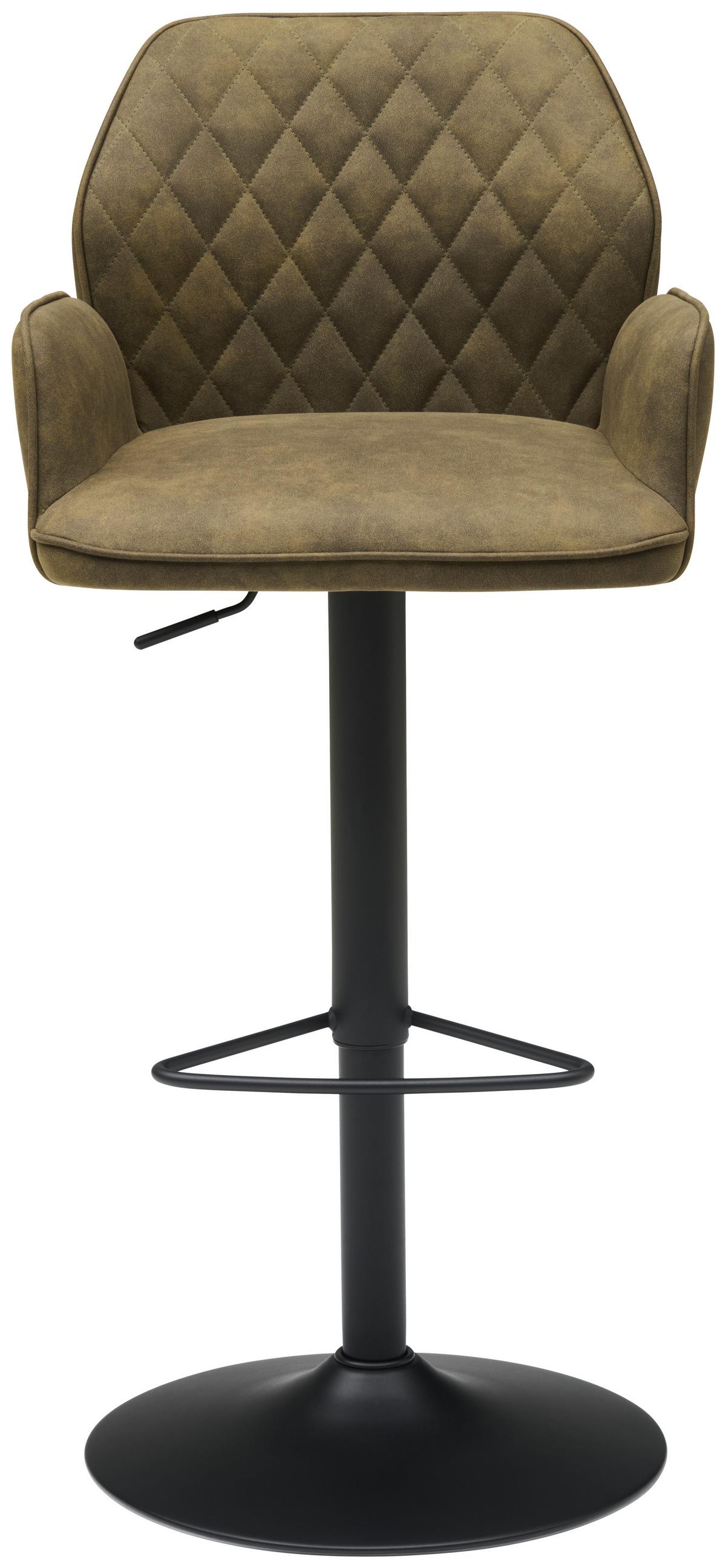 Barhocker Höhenverstellbar Mit Lehne Wanda Webstoff Grün - Schwarz/Grün, KONVENTIONELL, Textil/Metall (51/90-111/52cm) - MID.YOU