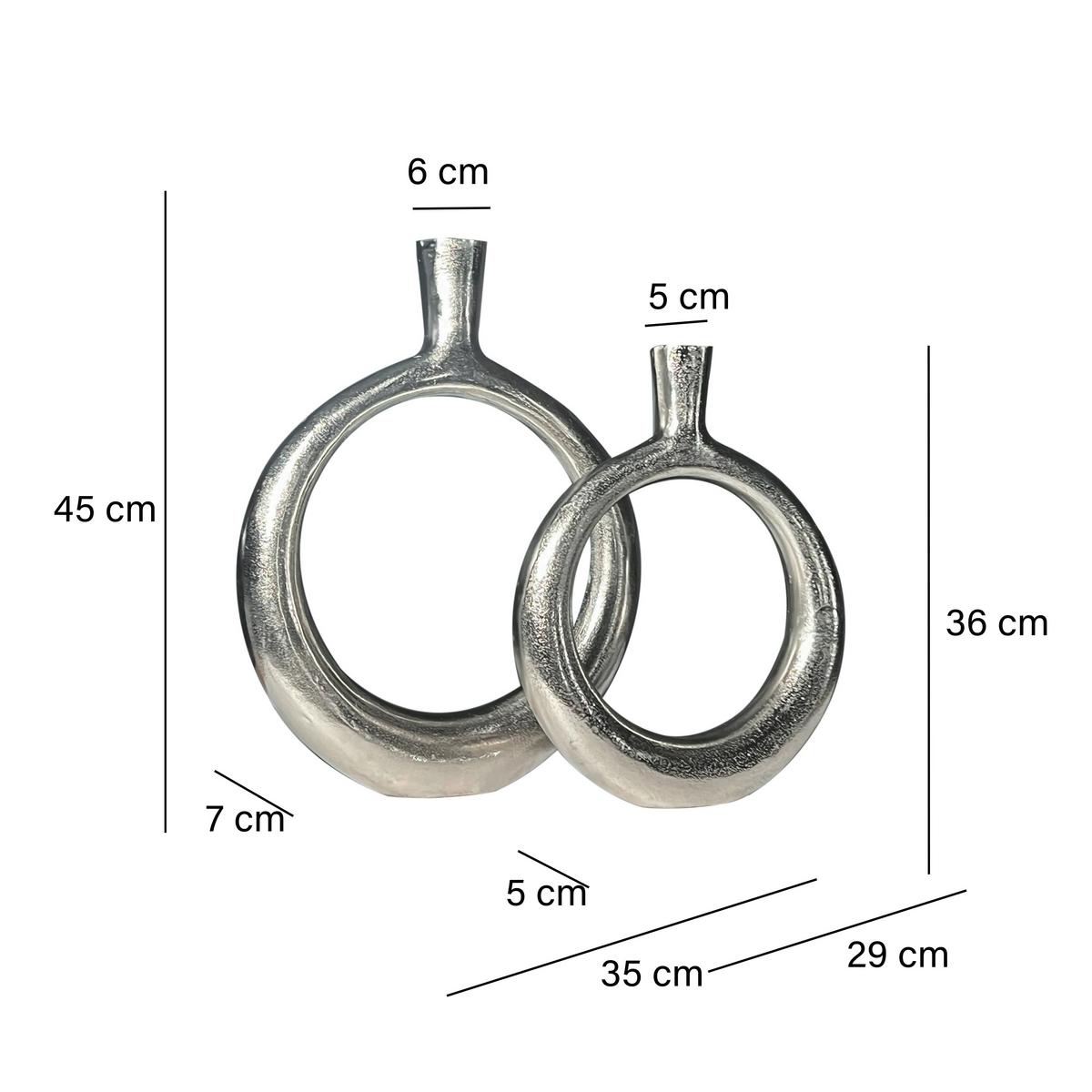 Dekovase 2er Set Silberfarben B: 35 cm - Silberfarben, Design, Metall (35/45/7cm) - Livetastic