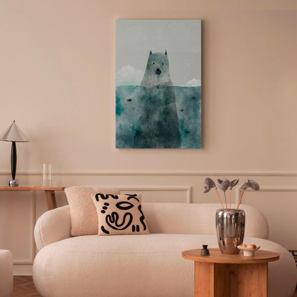Leinwandbild Polar Bear Weiß Hellblau B: 80 cm - Weiß/Hellblau, Basics, Holz/Textil (80/120/1.2cm) - artgeist