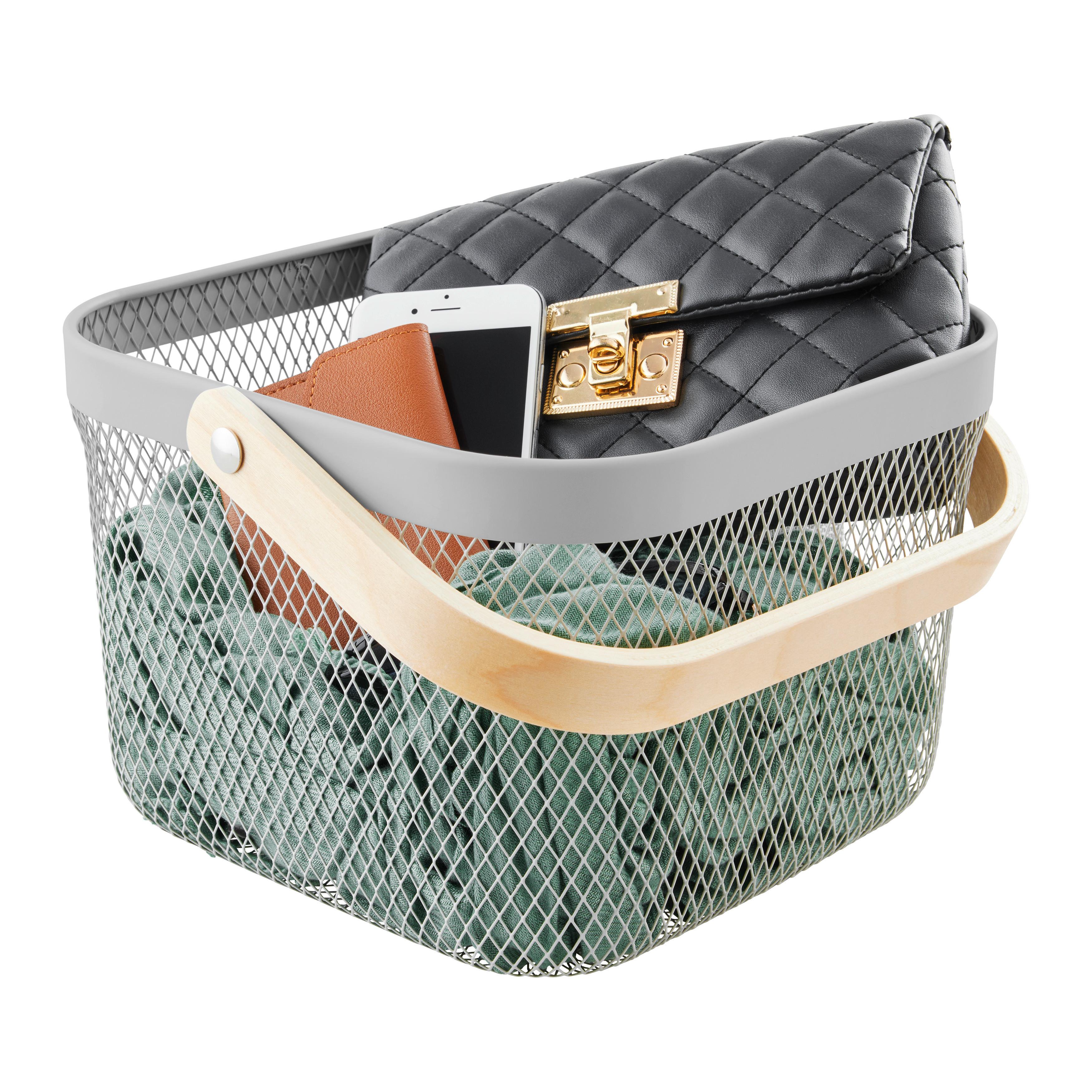Univerzálny košík BETTY - sivá, Modern, kov/drevo (26.8/25.5/17.5cm) - Mömax
