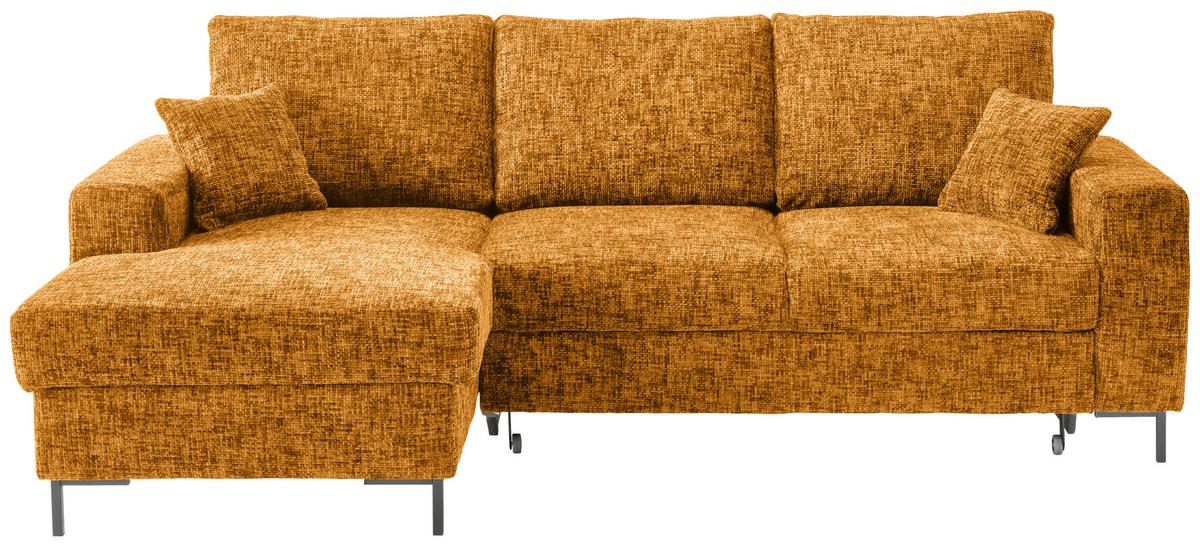 Eckschlafsofa Zona, Gold S: 143x237 Cm - Goldfarben/Schwarz, KONVENTIONELL, Textil (143/237cm) - Livetastic