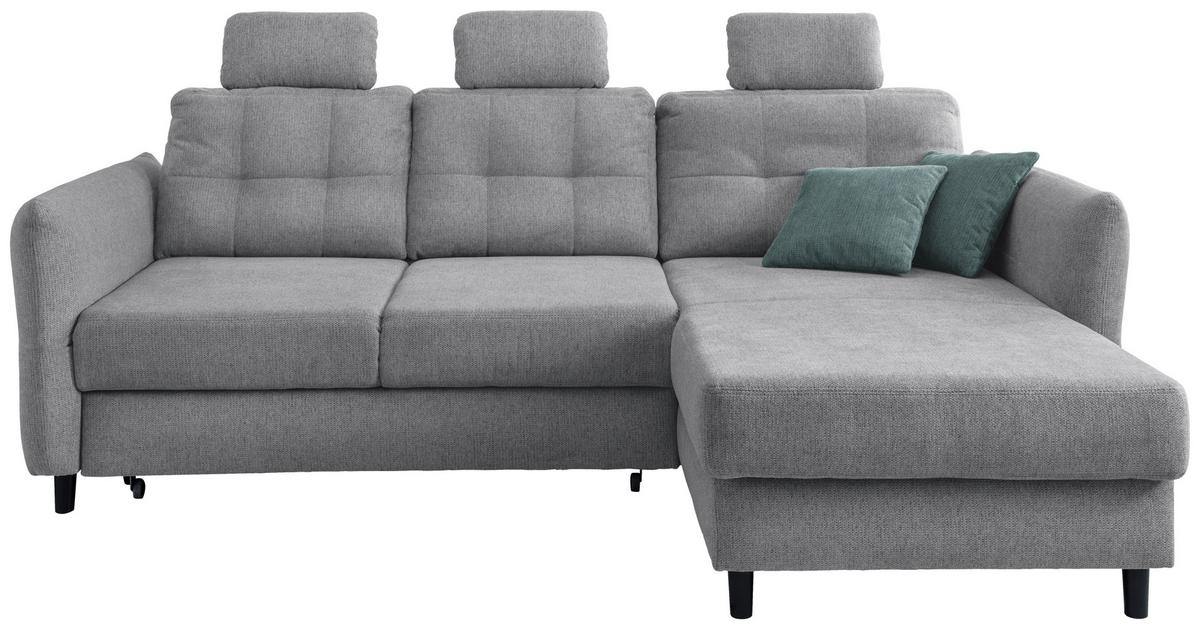 Ecksofa Brizzini Silberfarben S: 250-280/176 Cm - Mintgrau/Silberfarben, MODERN, Holz/Textil (250-280/176cm) - Livetastic