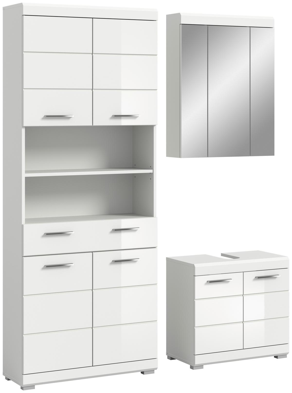 Badezimmer Scout Weiß B: 134 Cm - Weiß Hochglanz/Silberfarben, MODERN, Holzwerkstoff (134cm) - MID.YOU