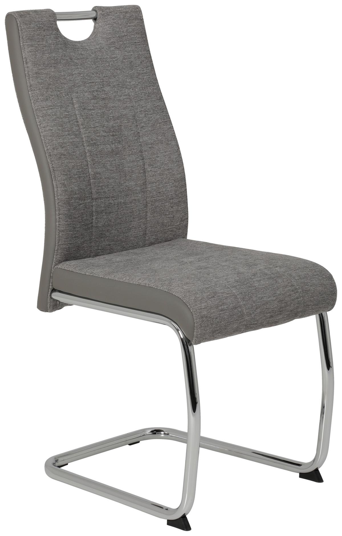 Schwingstuhl Alina Grau Mit Gripp 2er-Set - Chromfarben/Grau, MODERN, Textil/Metall (43/98/59cm) - MID.YOU