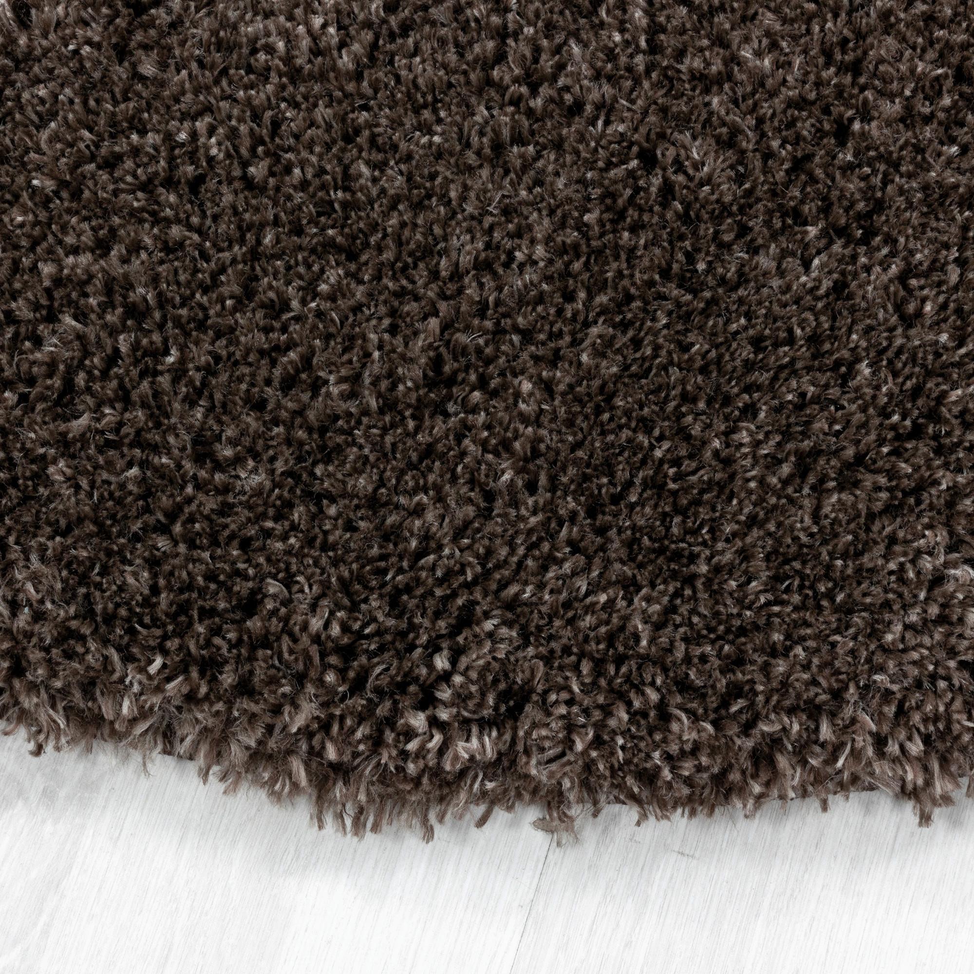 Hochflor Teppich Braun Naturfaser Fluffy Ø 120 cm - Braun, Basics, Textil (120cm)
