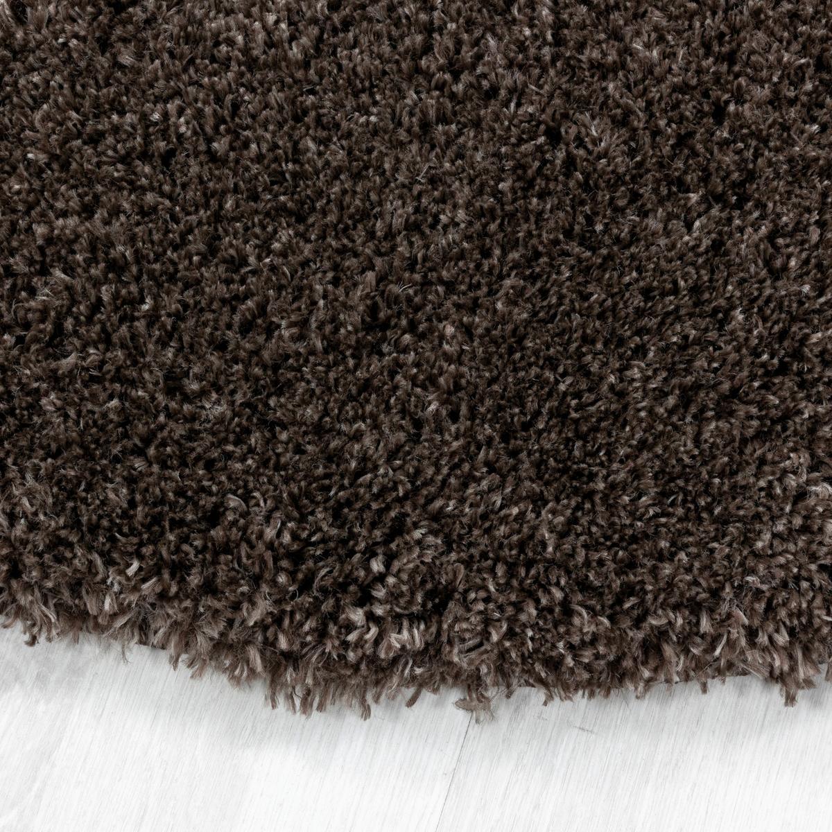 Hochflor Teppich Braun Naturfaser Fluffy Ø 120 cm - Braun, Basics, Textil (120cm)