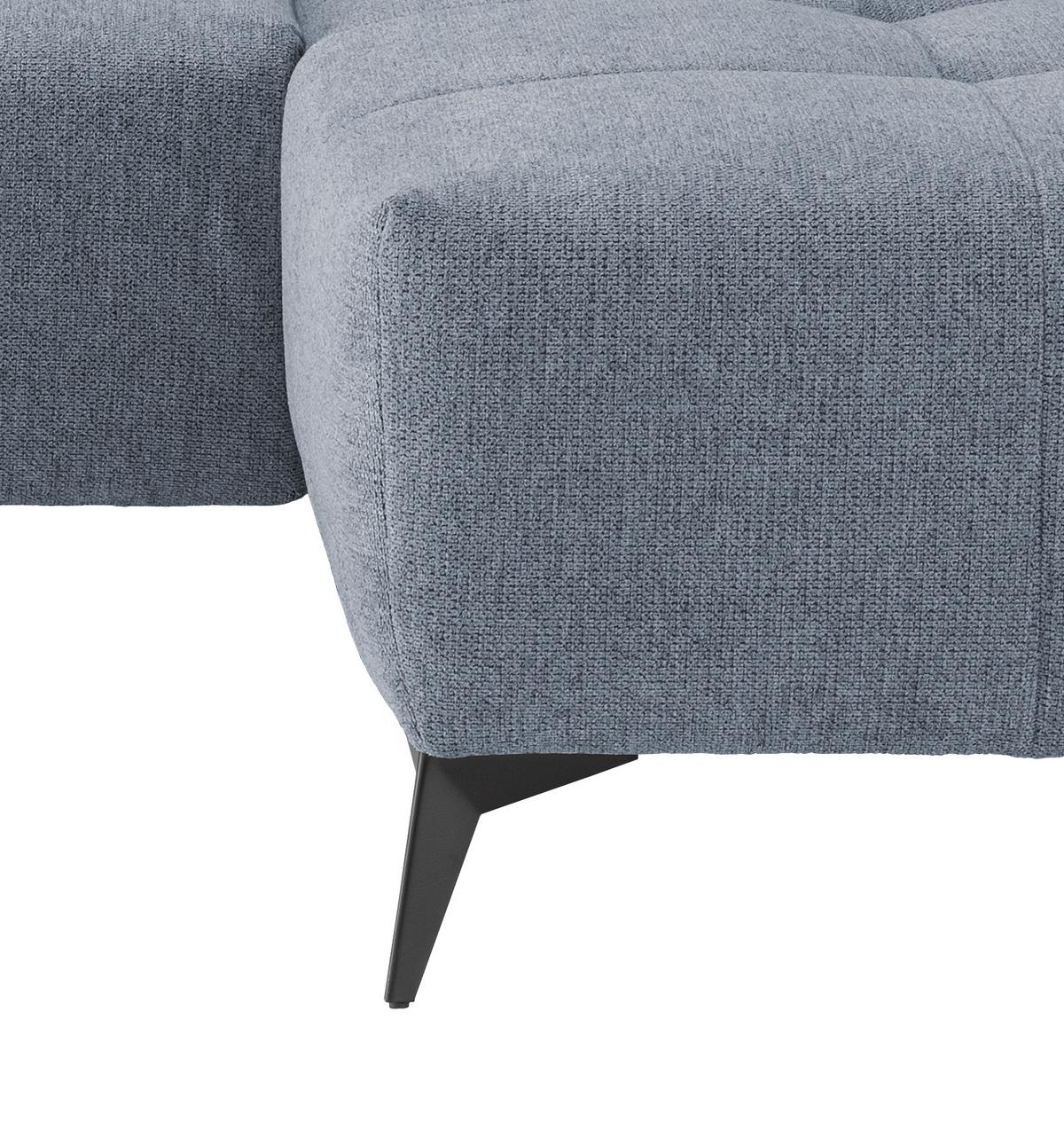 Ecksofa mit USB Anschluss Sano, Hellblau, S: 258x180 cm - Schwarz/Hellblau, MODERN, Textil (258/180cm) - Livetastic