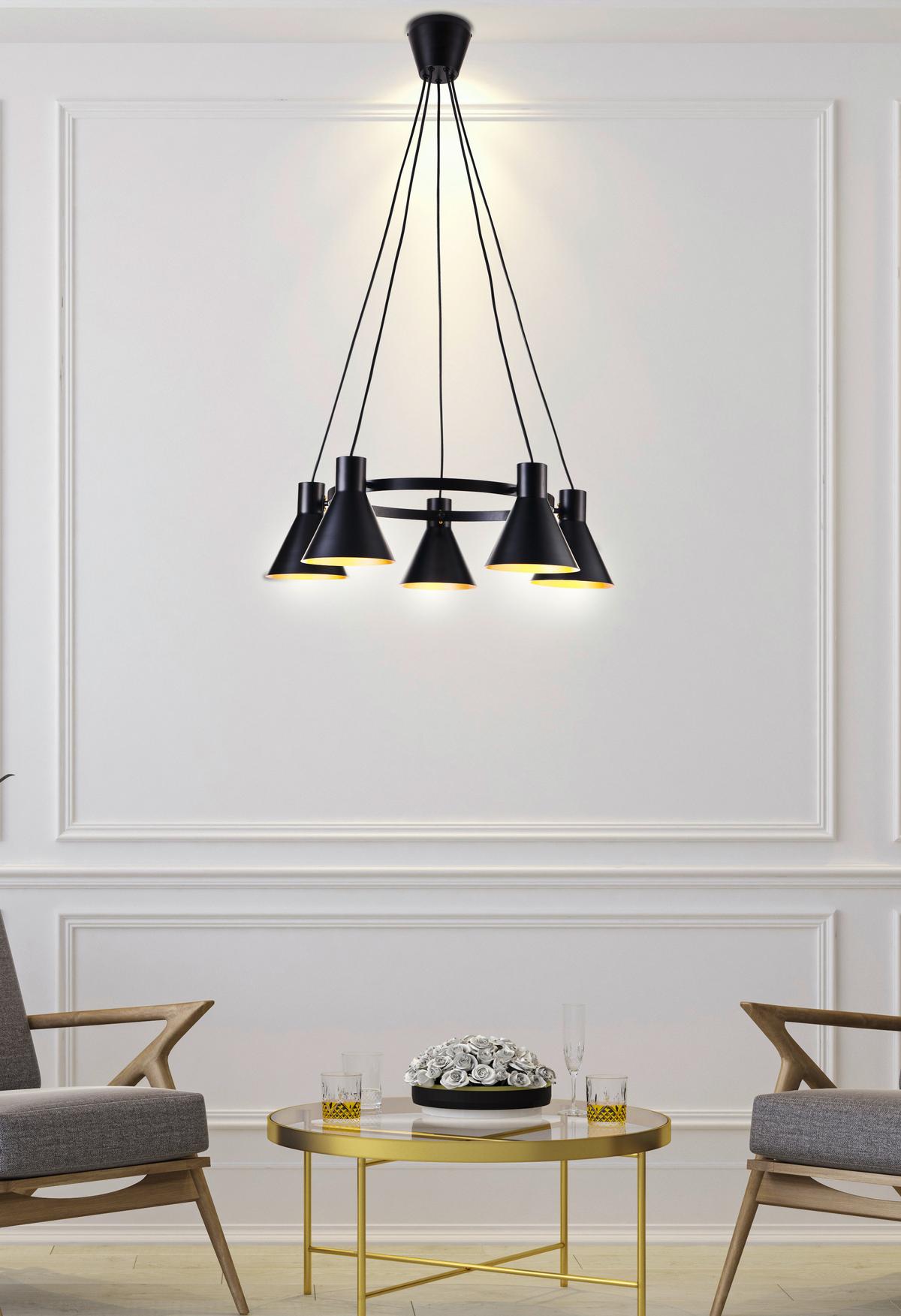 Pendelleuchte 35-71163 More - Goldfarben/Schwarz, Design, Metall (65/65/100cm)