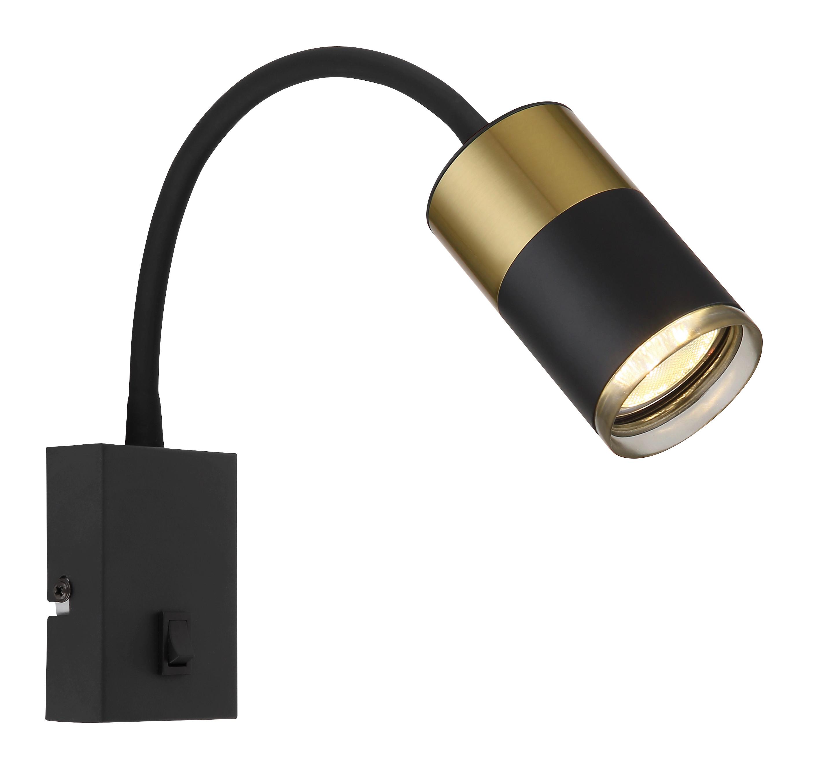 Wandleuchte 57850w - Schwarz/Grau, Design, Kunststoff/Metall (7/43cm) - Globo