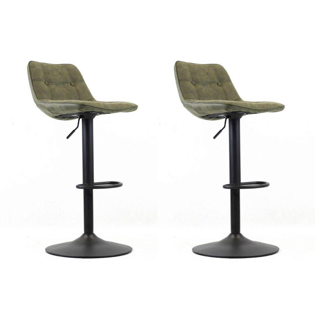 Barhocker-Set Ezra Grün B: 47 cm - Schwarz/Grün, MODERN, Textil/Metall (47/87/45cm) - MID.YOU