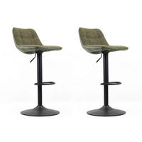 Barhocker-Set Ezra Grün B: 47 cm - Schwarz/Grün, MODERN, Textil/Metall (47/87/45cm) - MID.YOU