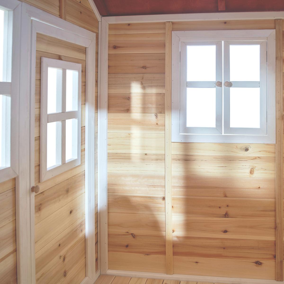Stelzenhaus Mit Rutsche Naturfarben Exit Loft 300 - Rot/Naturfarben, KONVENTIONELL, Holz (369/190/215cm) - EXIT Toys