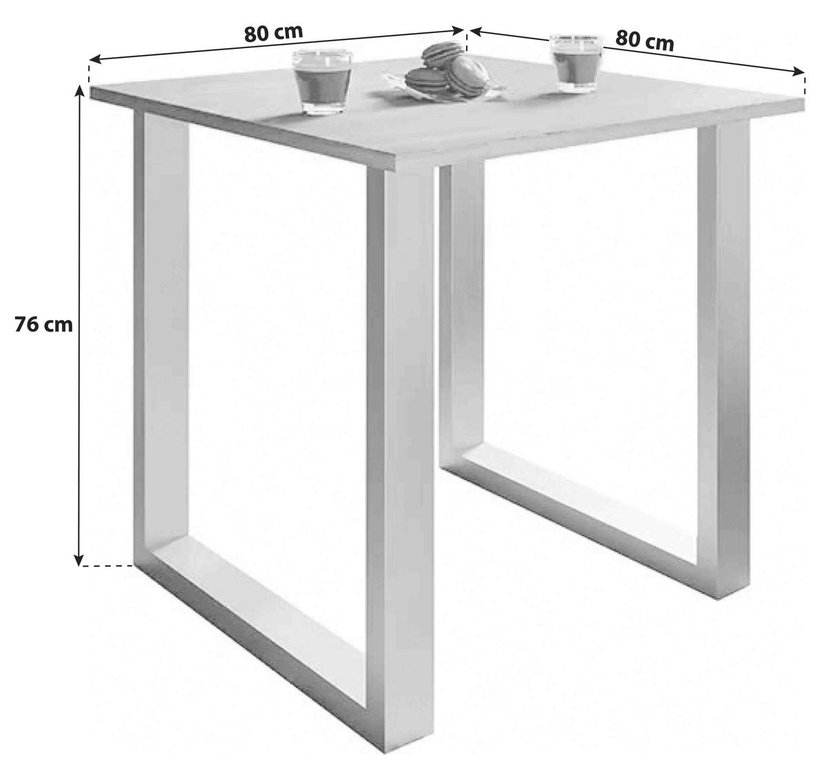 Esstisch Xona 80x80 cm Silberfarben/Weiß - Silberfarben/Weiß, Basics, Holzwerkstoff (80/80/76cm) - MID.YOU