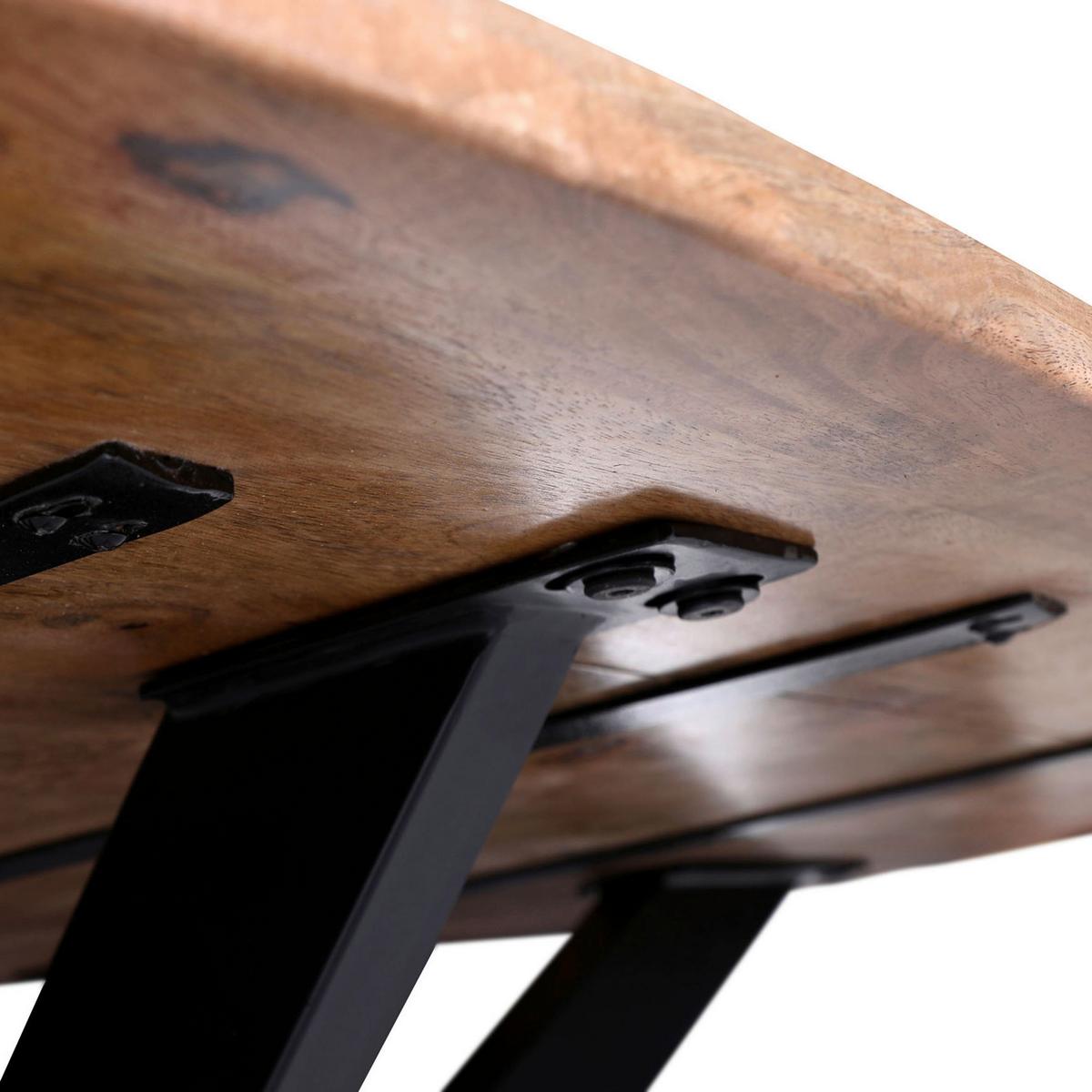 Esstisch Chuck - Schwarz/Naturfarben, Design, Holz/Metall (180/90/76cm) - Livetastic