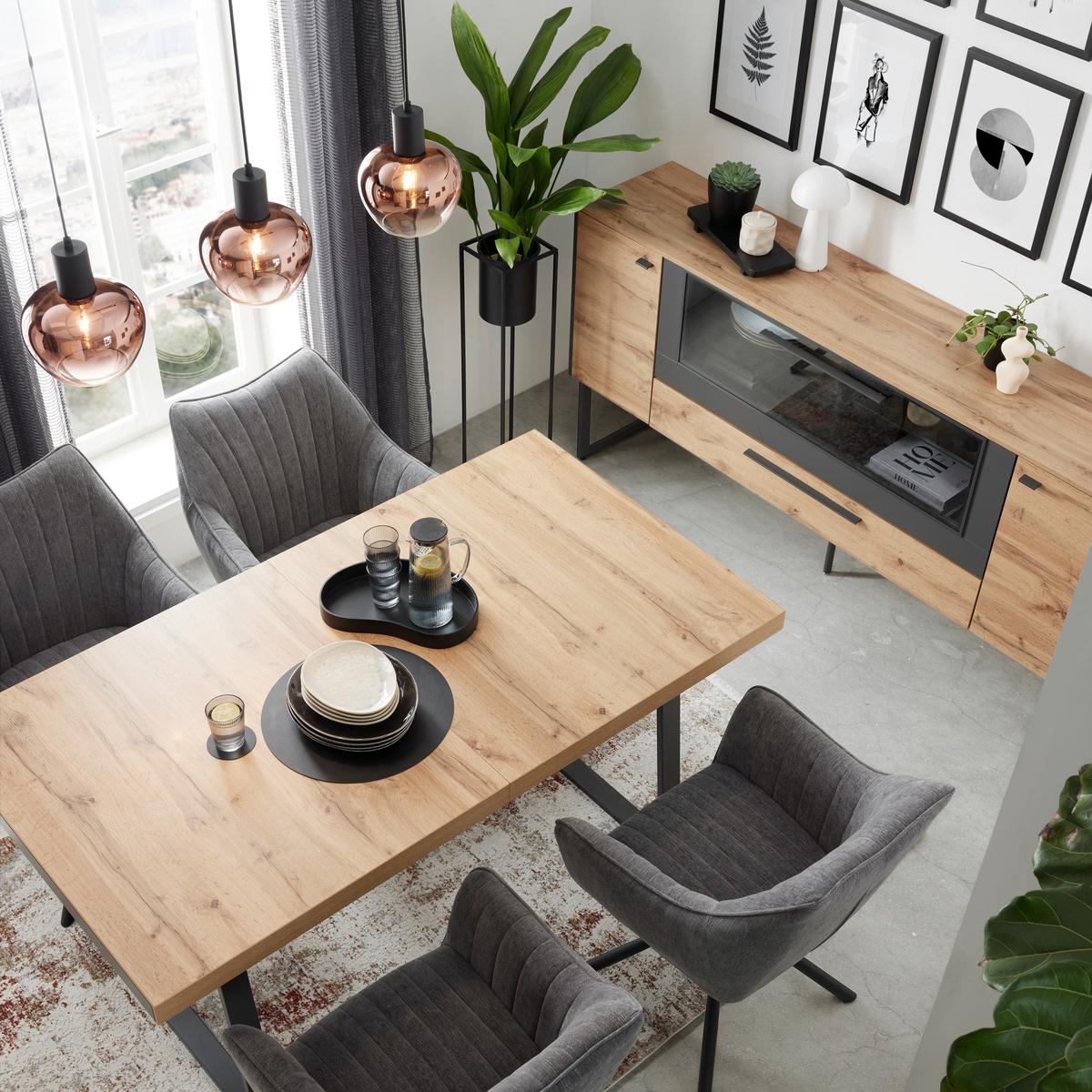 Židle s područkami Trient, šedá - šedá/černá, Moderní, kov/textil (62/87/65cm) - Premium Living