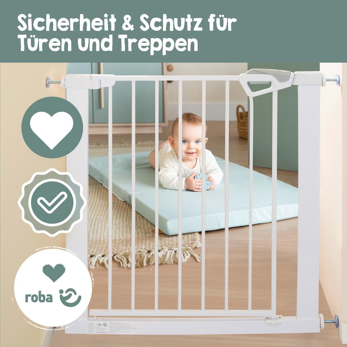 Türschutzgitter Metall erweiterbar, weiß - Weiß, Basics, Metall (75/80/3cm) - Roba