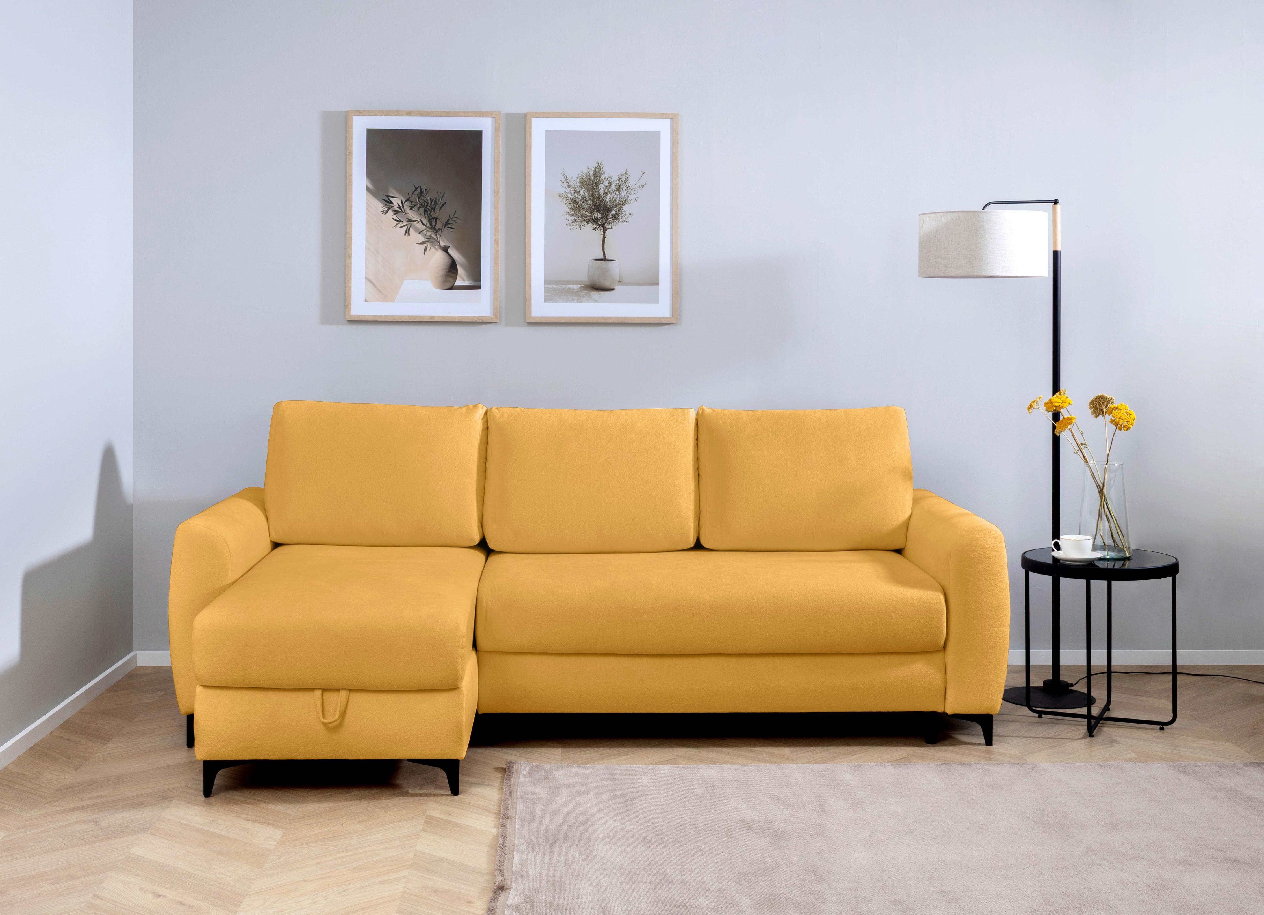 Ecksofa Moli, Gelb S: 236x148 cm - Gelb/Schwarz, Design, Textil (236/148cm) - MID.YOU