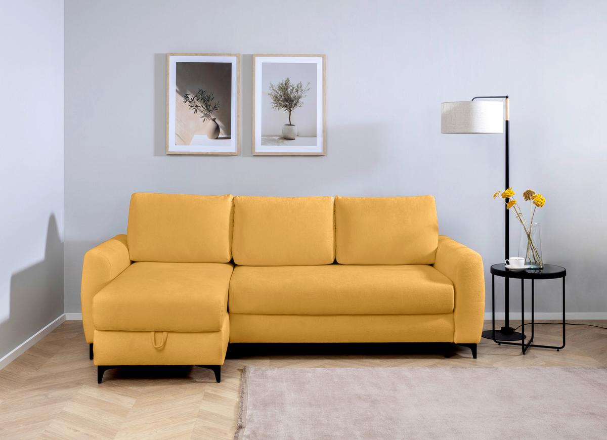 Ecksofa Moli, Gelb S: 236x148 cm - Gelb/Schwarz, Design, Textil (236/148cm) - MID.YOU