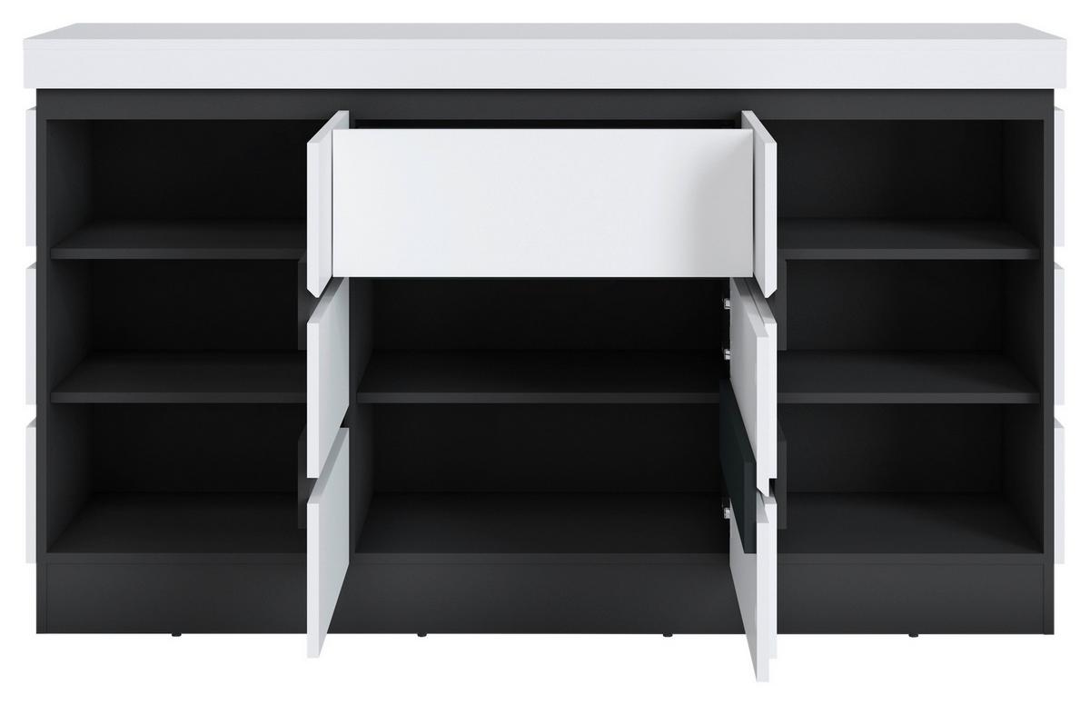 Sideboard Campania Anthrazit, Weiß B: 160,8 Cm - Anthrazit/Weiß, Trend, Holzwerkstoff (160,8/92,5/45cm)