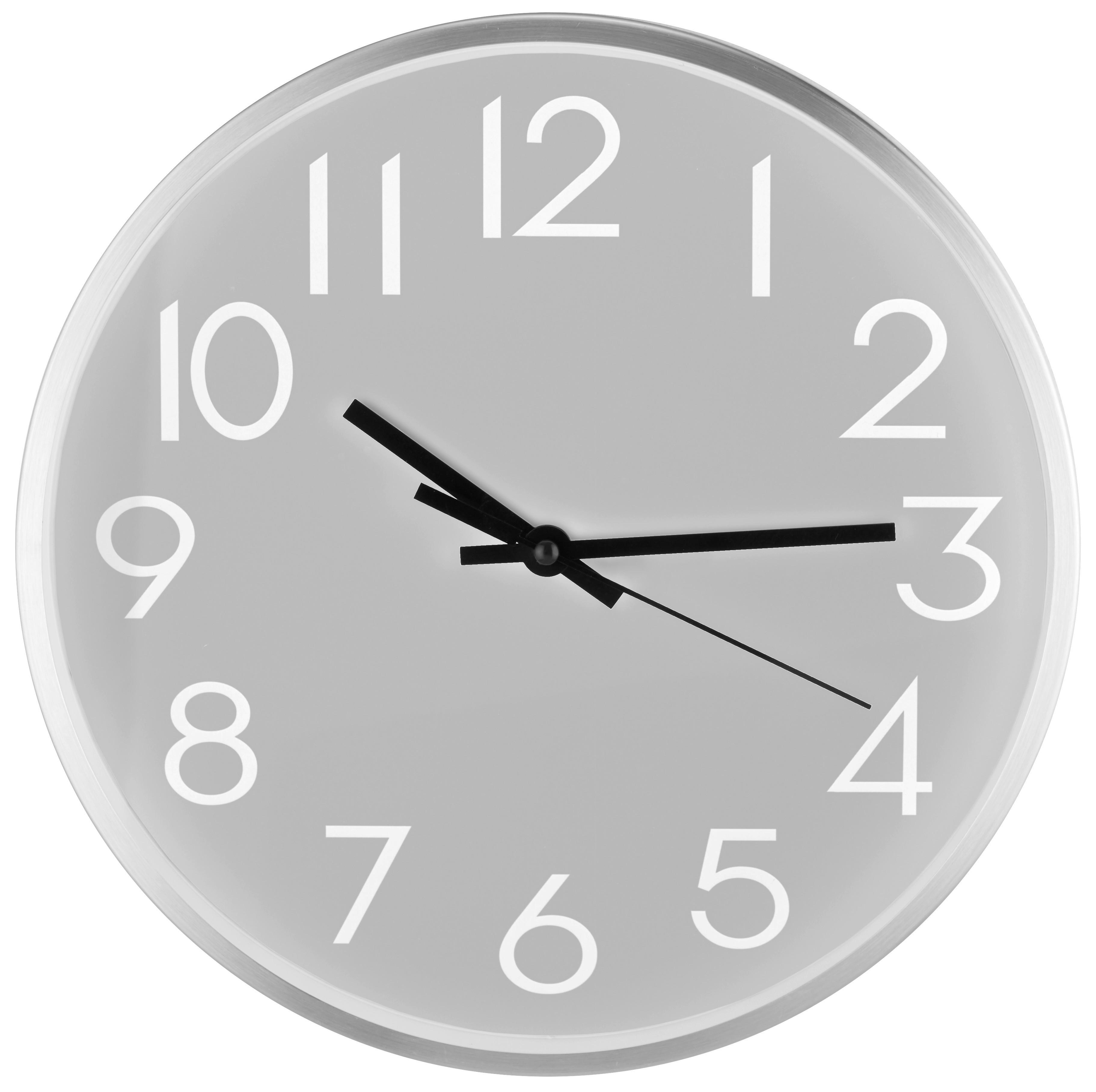 Falióra Alfa - fekete/ezüstszínű, Basics, műanyag/üveg (30cm) - Ondega