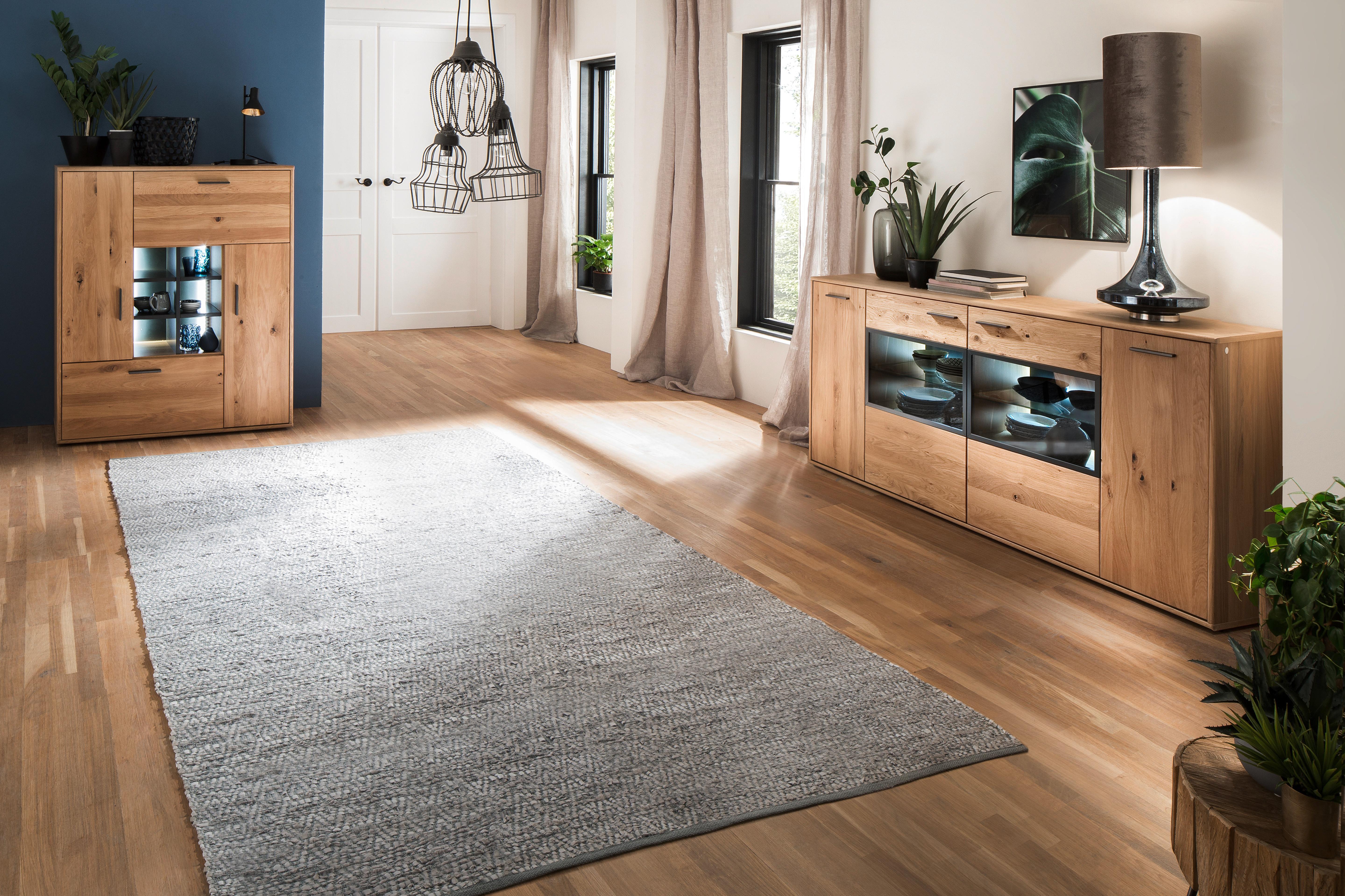 Highboard teilmassiv B: 104 cm Portland Anthrazit/Eichefarben - Eichefarben/Anthrazit, Design, Holz/Holzwerkstoff (104/123/37cm) - Livetastic
