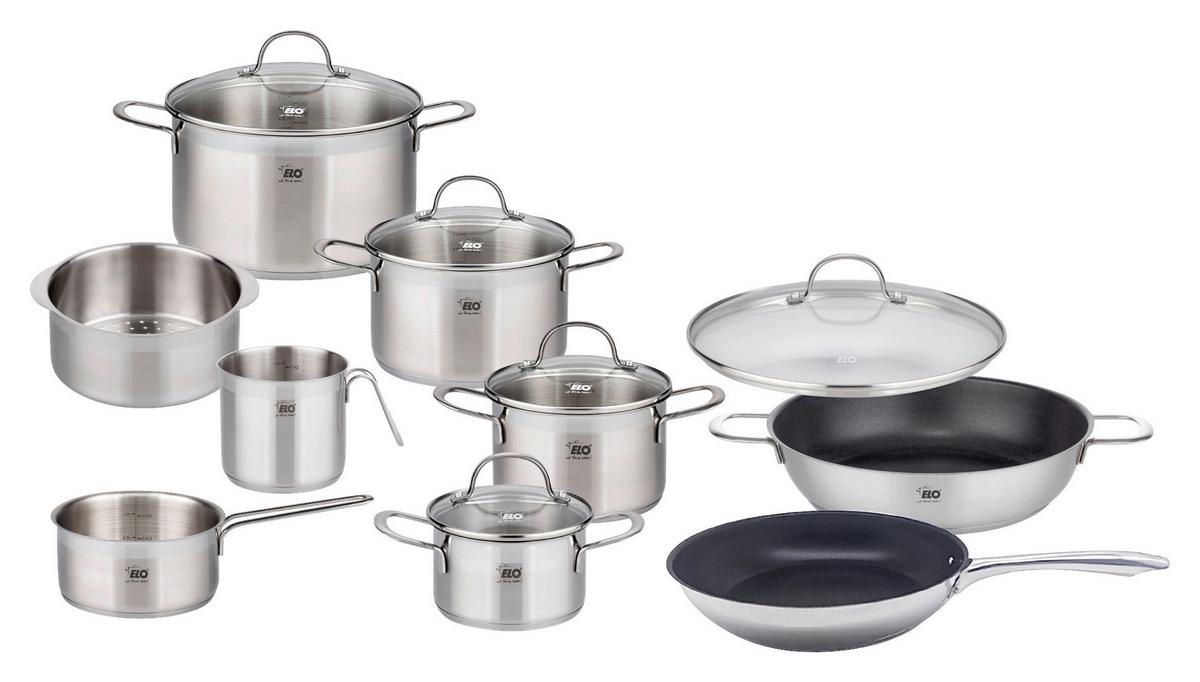 Sada hrncov Top Line XL, 14-dielna - číra/strieborná, kov/sklo - ELO