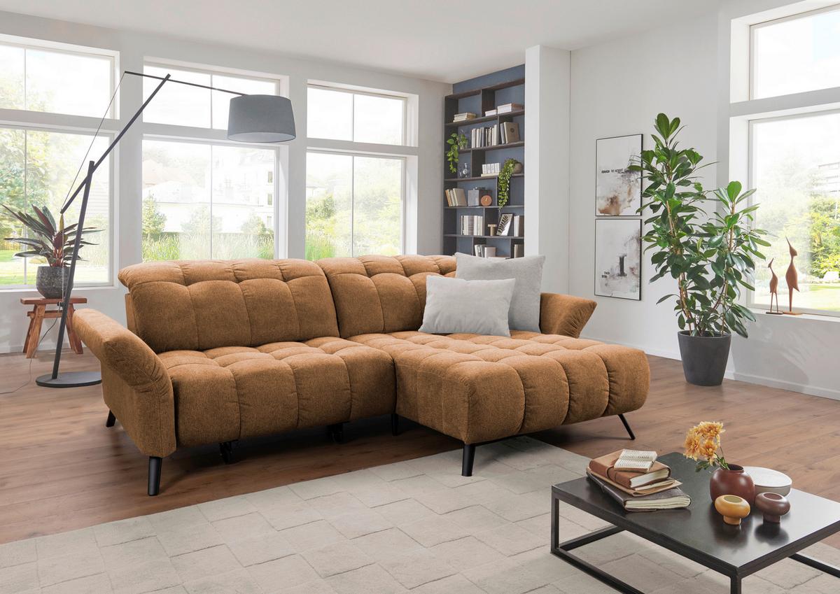 Ecksofa Coast Cognac B: 244-270 Cm - Cognac/Schwarz, KONVENTIONELL, Holzwerkstoff/Textil (244-270/87-104/173cm)