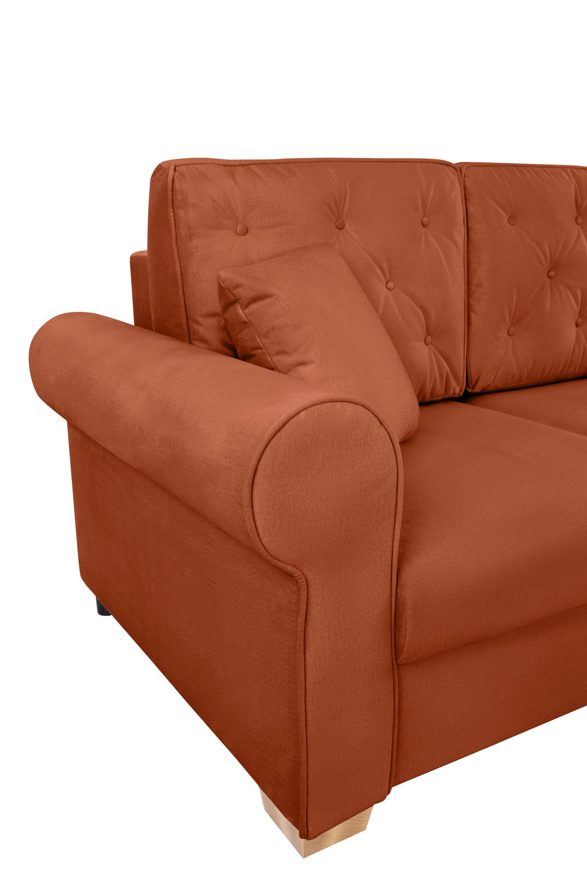 Schlafsofa Arles, Terracotta 39 B: 240 Cm - Buchefarben/Terracotta, Design, Textil (240/94/98cm) - MID.YOU