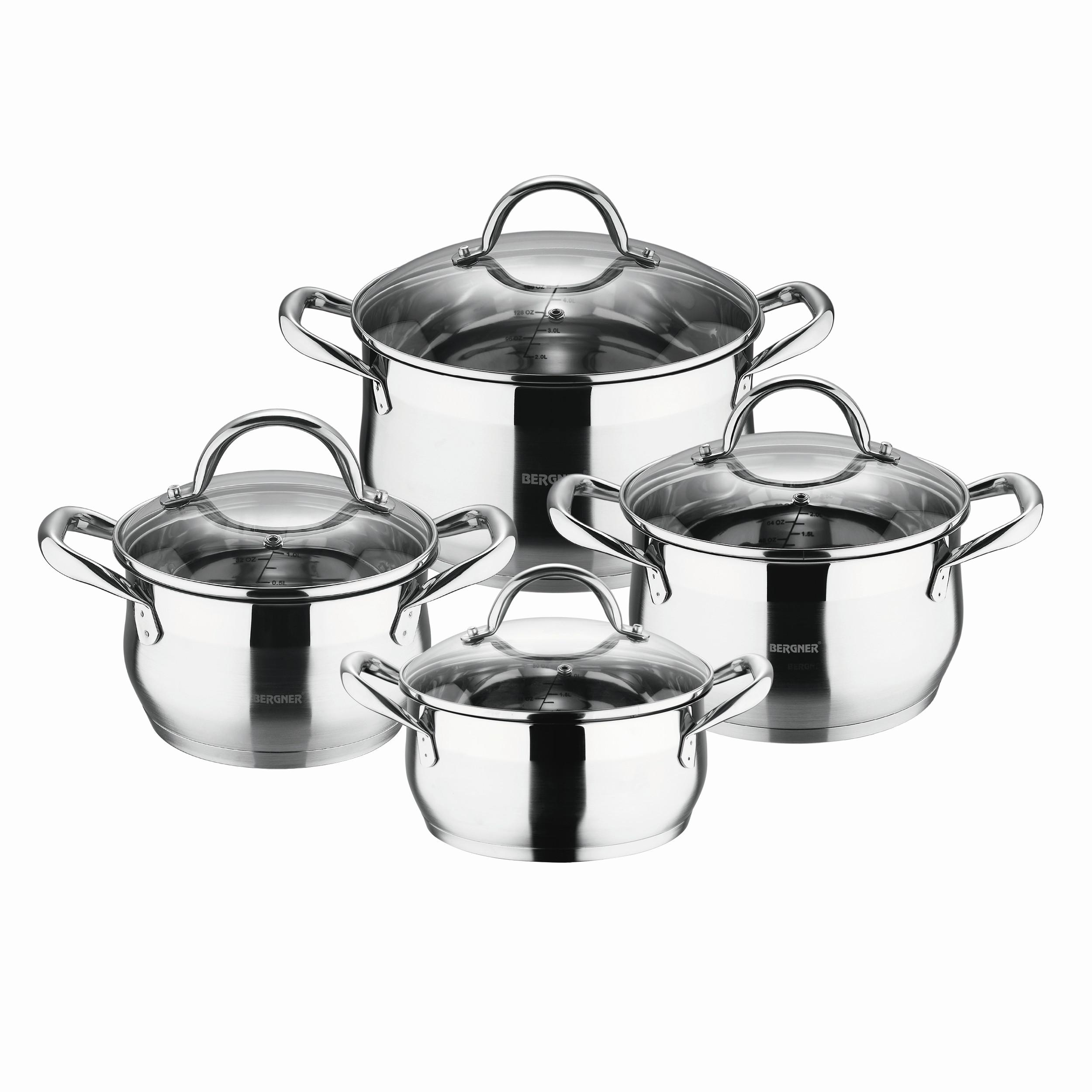 Kochtopfset 8--Teilig. Edelstahl 4 Deckel