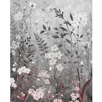 Vliestapete Moonlight Flowers - Schwarz/Rosa, Basics (200/250cm) - Komar