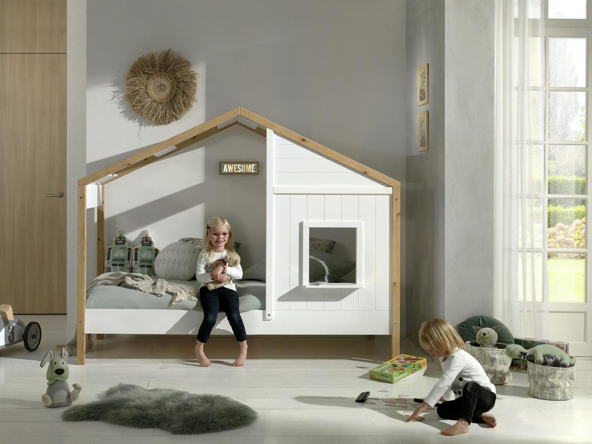 Hausbett Babs 90x200 cm Weiß - Eichefarben/Weiß, MODERN, Holz/Holzwerkstoff (90/200cm) - MID.YOU