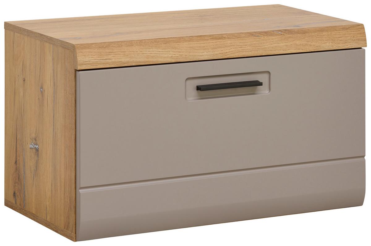Garderobenbank Auris B: 70 cm mit Klappe Basalt/Eiche Dekor - Eichefarben/Grau, MODERN (70/42/37,1cm) - Luca Bessoni
