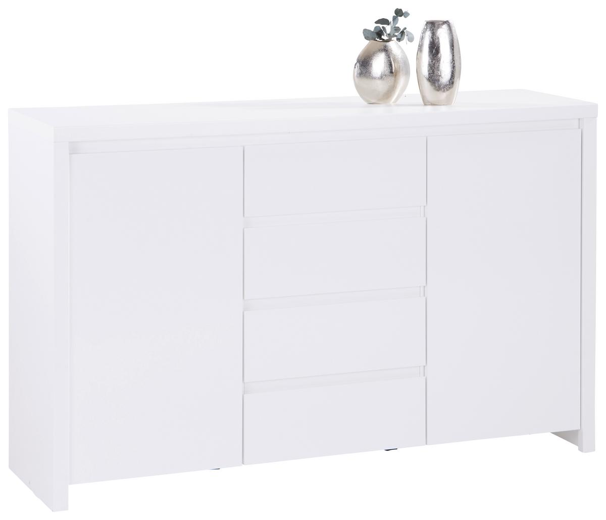 Kommode B: 143 cm Mit 2 Türen Larios, Weiß - Weiß, MODERN, Holzwerkstoff (143/91/40cm)