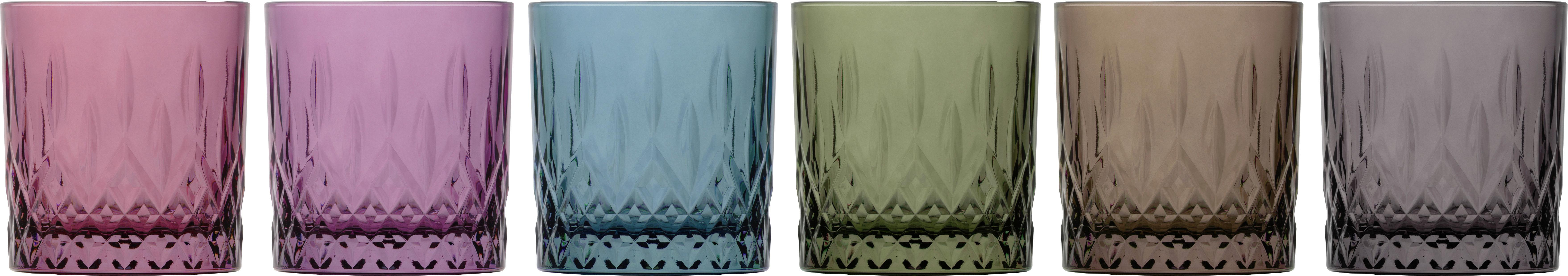 Whiskyglas Multicolor Arno 6er-Set, je ca. 330 ml - Blau/Lila, Basics, Glas (8.4/9.1cm) - James Wood
