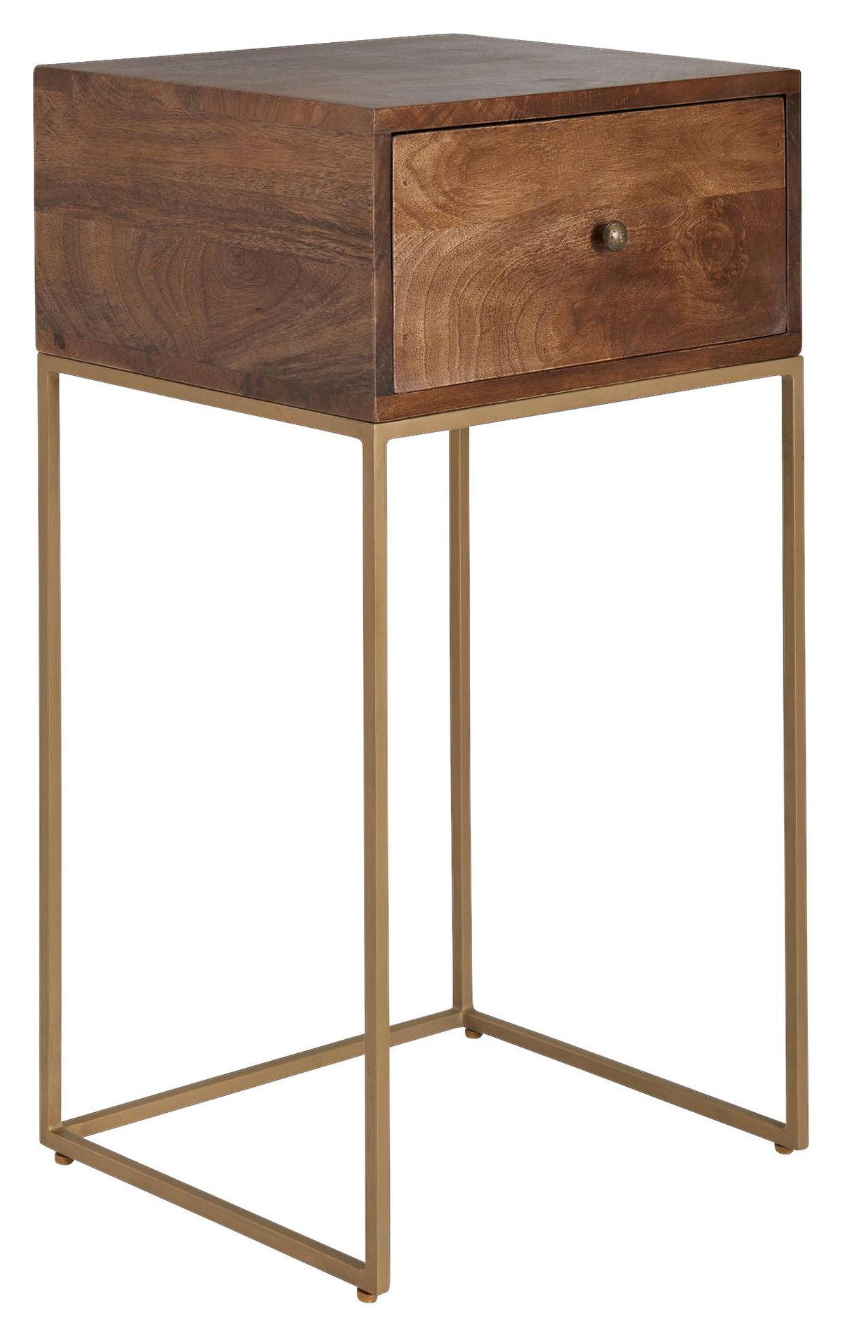 Nachtkästchen Braun Mangoholz Massiv H: 76 Cm - Goldfarben/Braun, MODERN, Holz (40/76/35cm) - MID.YOU