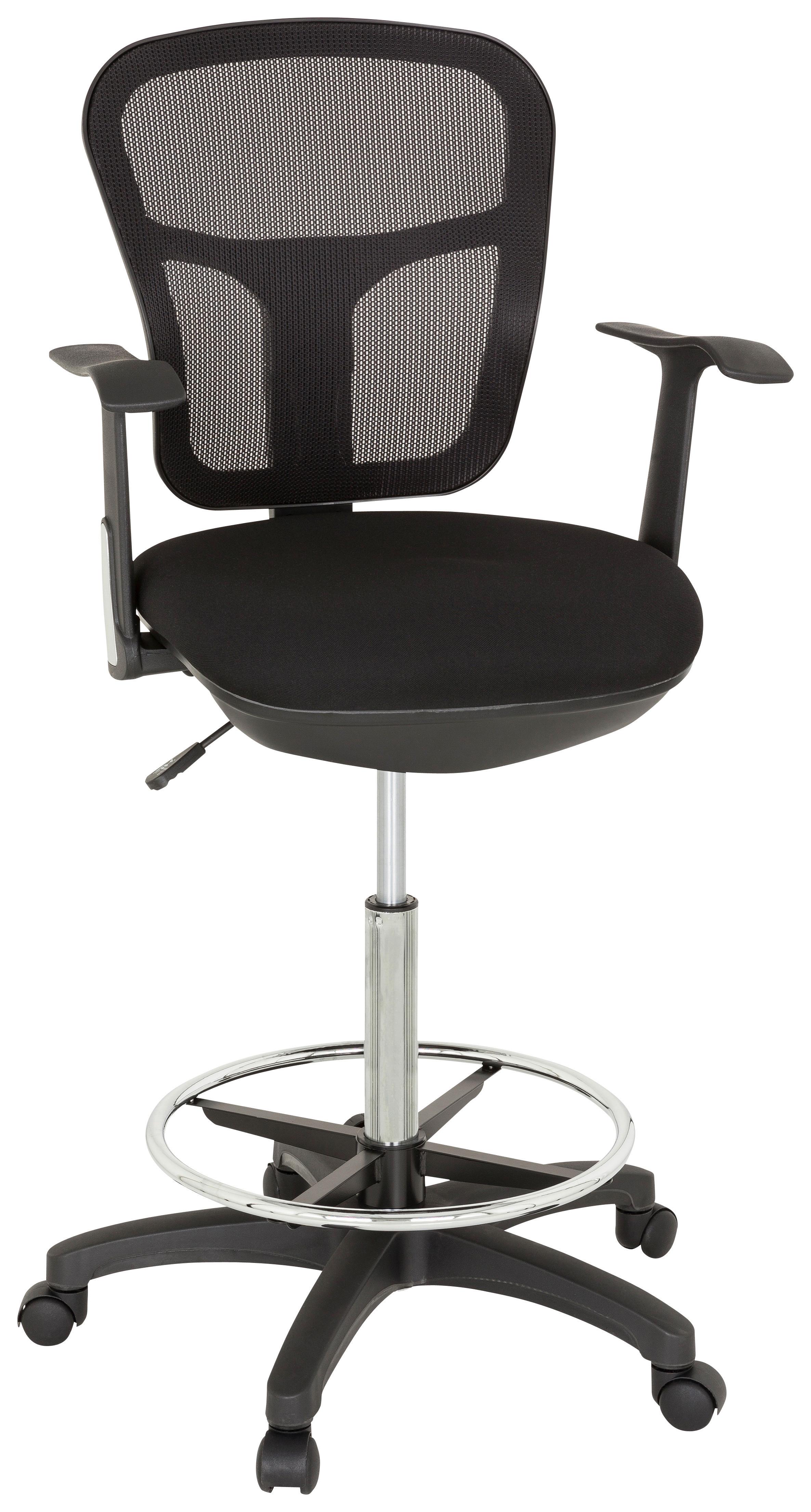 Bürostuhl Top Work 108 Schwarz Bis 120 Kg - Schwarz, Basics, Kunststoff/Textil (62/115/55cm) - MID.YOU