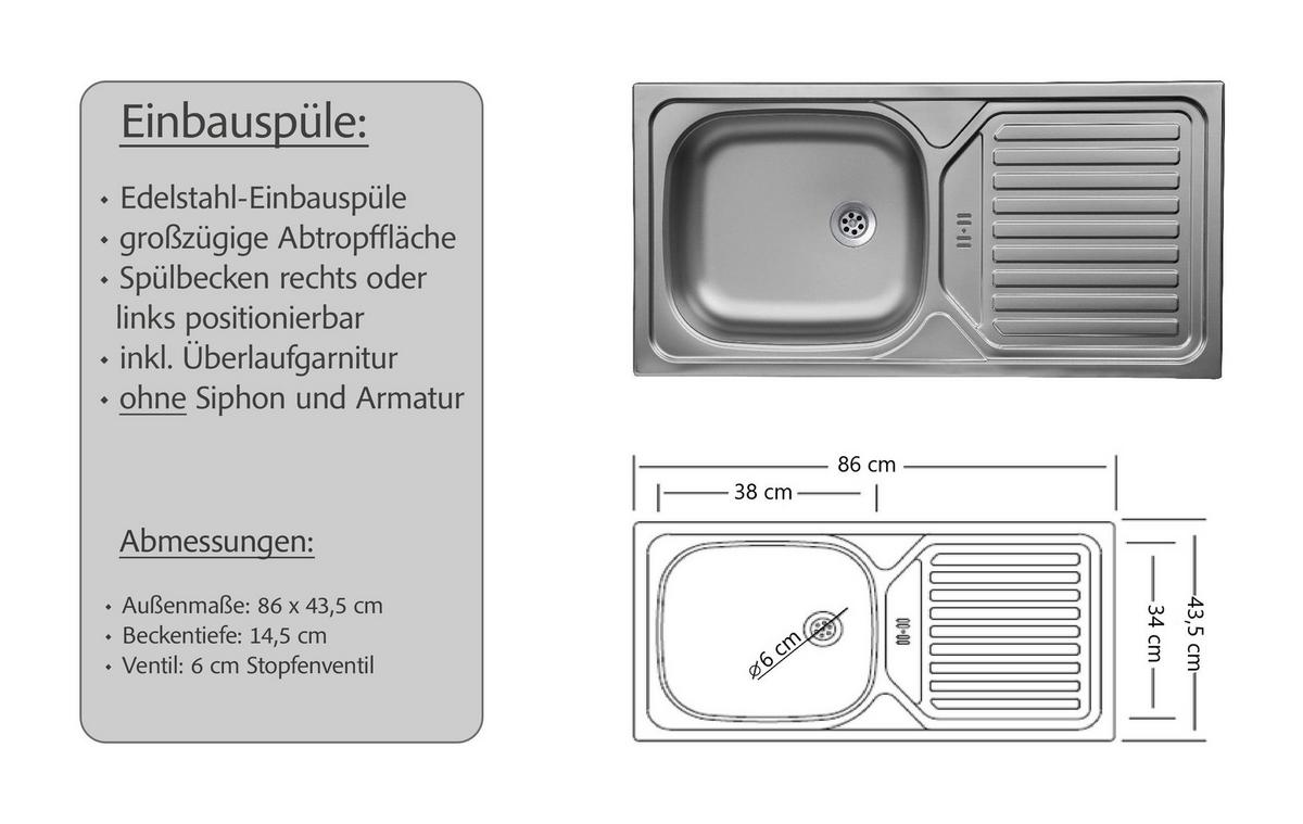 Küchenblock Glasgow Weiß/eichefarben B: 300 Cm - Eichefarben/Beige, LIFESTYLE, Holzwerkstoff (300cm) - Held