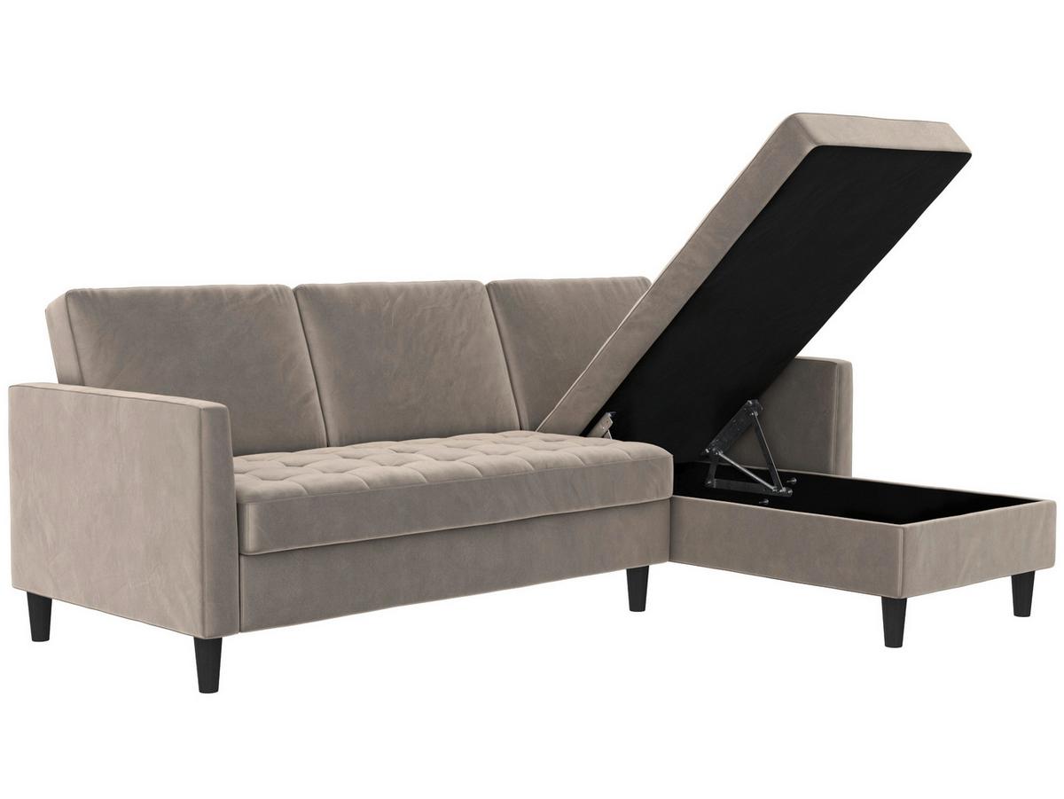 Ecksofa Palermo Taupe, mit Stauraum - Taupe/Schwarz, Basics, Textil (213/154cm) - Livetastic