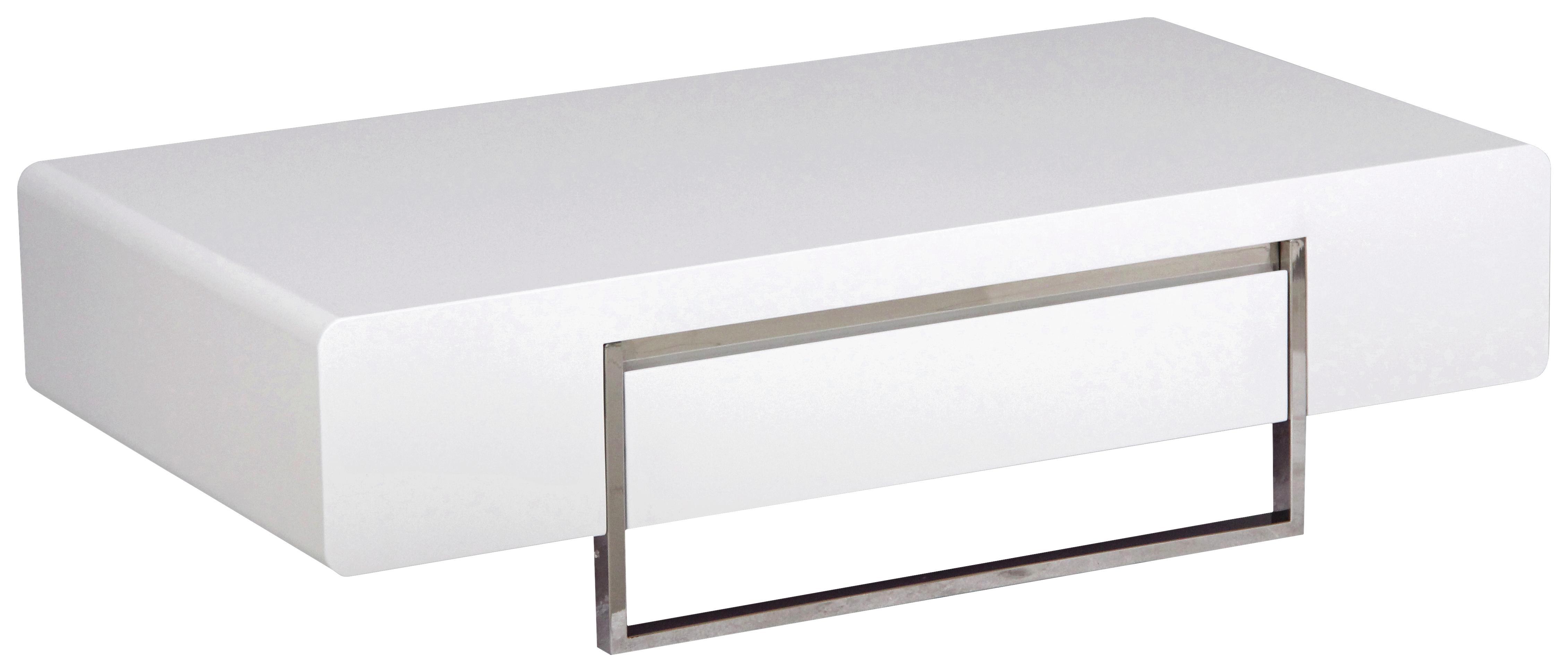 Couchtisch Genf - Edelstahlfarben/Weiß, MODERN, Holzwerkstoff/Metall (110/30/60cm)