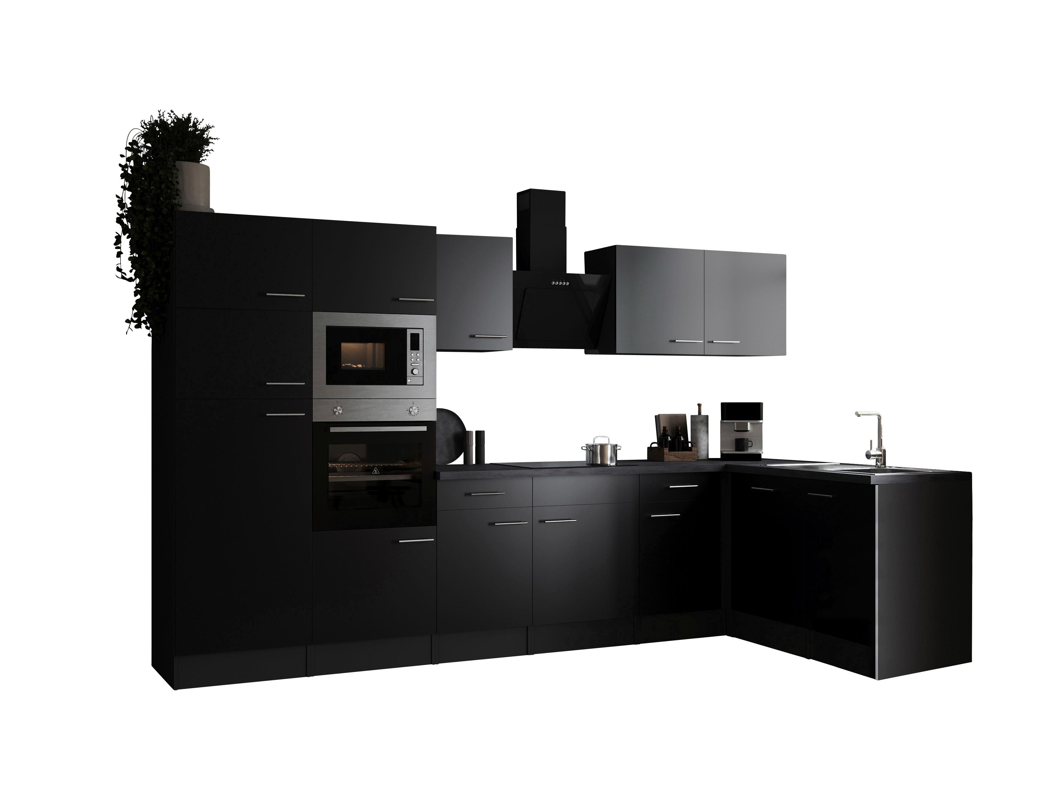 Eckküche Oliver Schwarz, Grau S: 340x172 Cm - Schwarz/Grau, Design, Holzwerkstoff (340/172cm) - Respekta