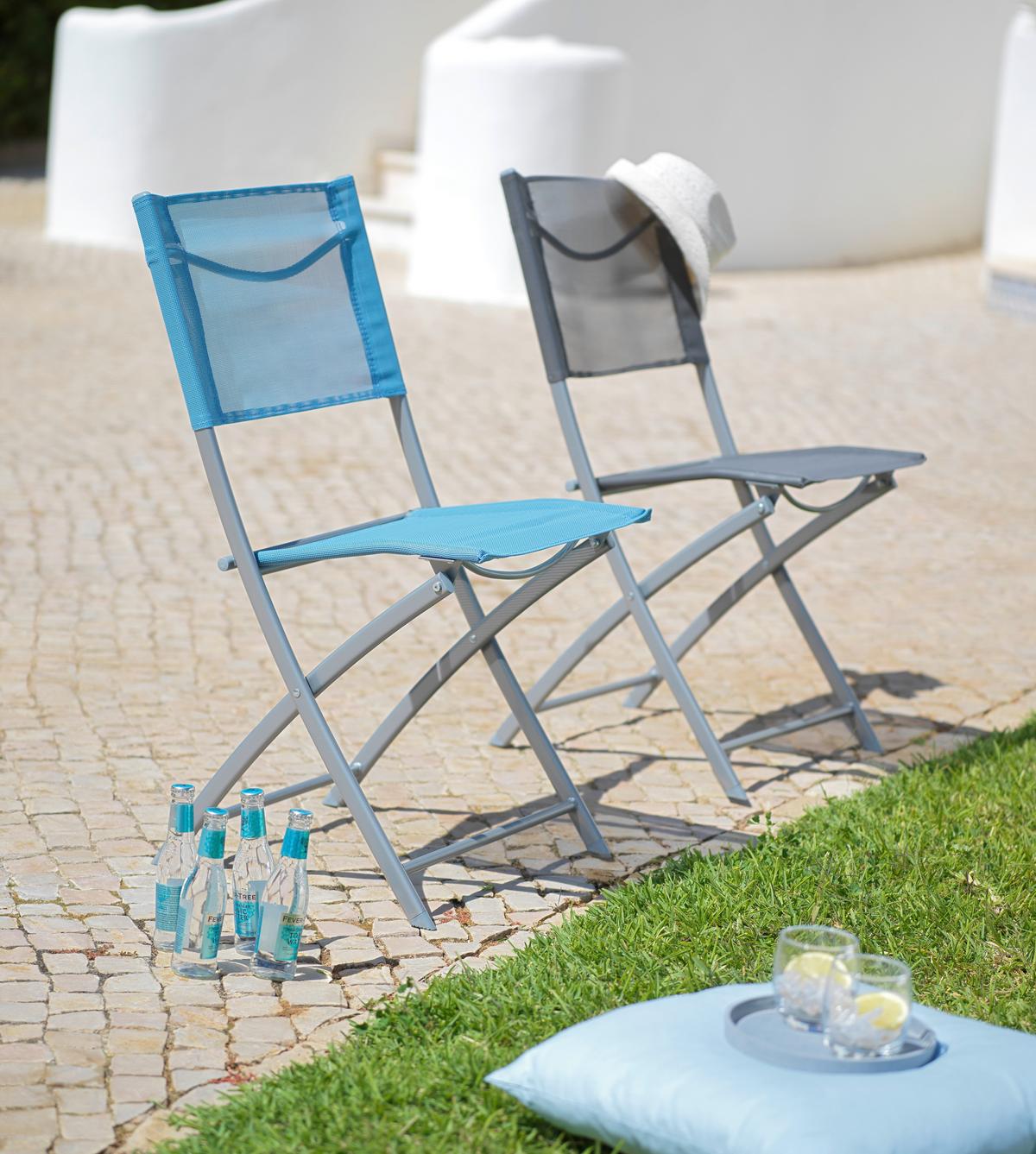 ZAHRADNÍ ŽIDLE RÜDIGER - světle šedá/antracitová, kov/textil (45/83/50cm) - Modern Living