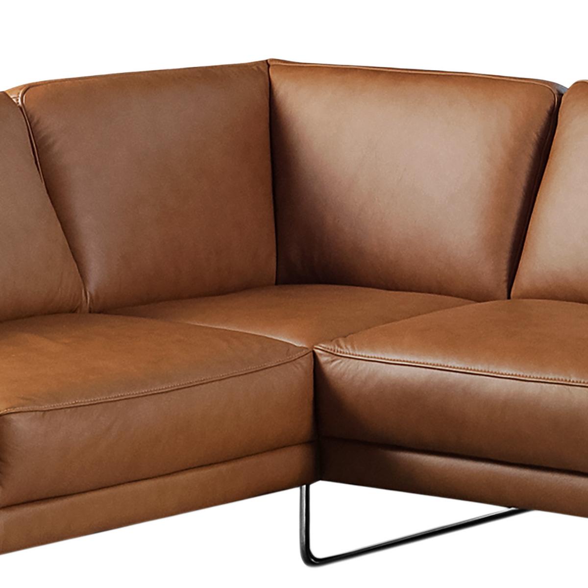Ecksofa Spring Cognac Chrom S: 250x273 Cm - Chromfarben/Cognac, Design, Leder (250/273cm) - Livetastic